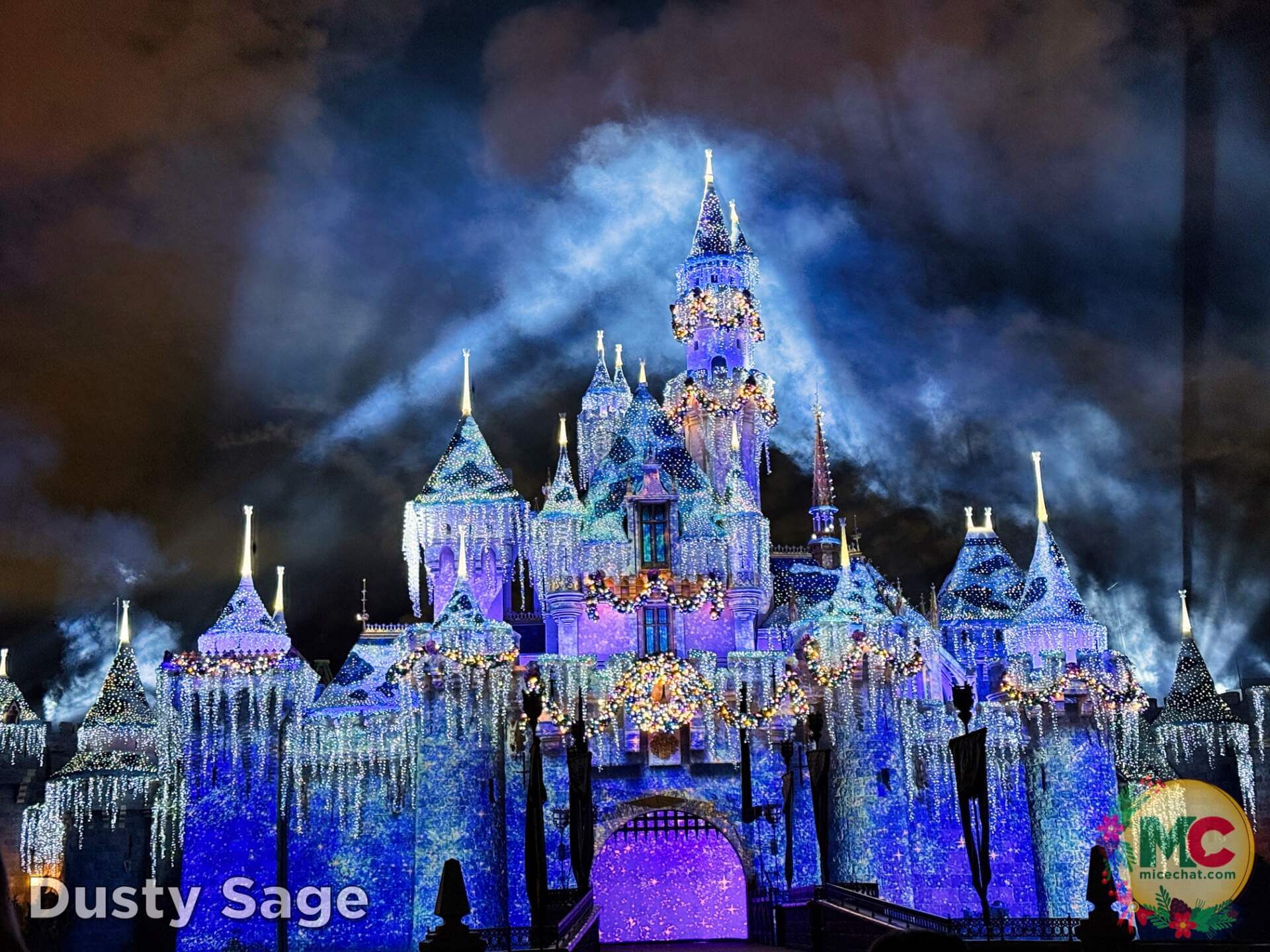 walt disney world castle holiday lights