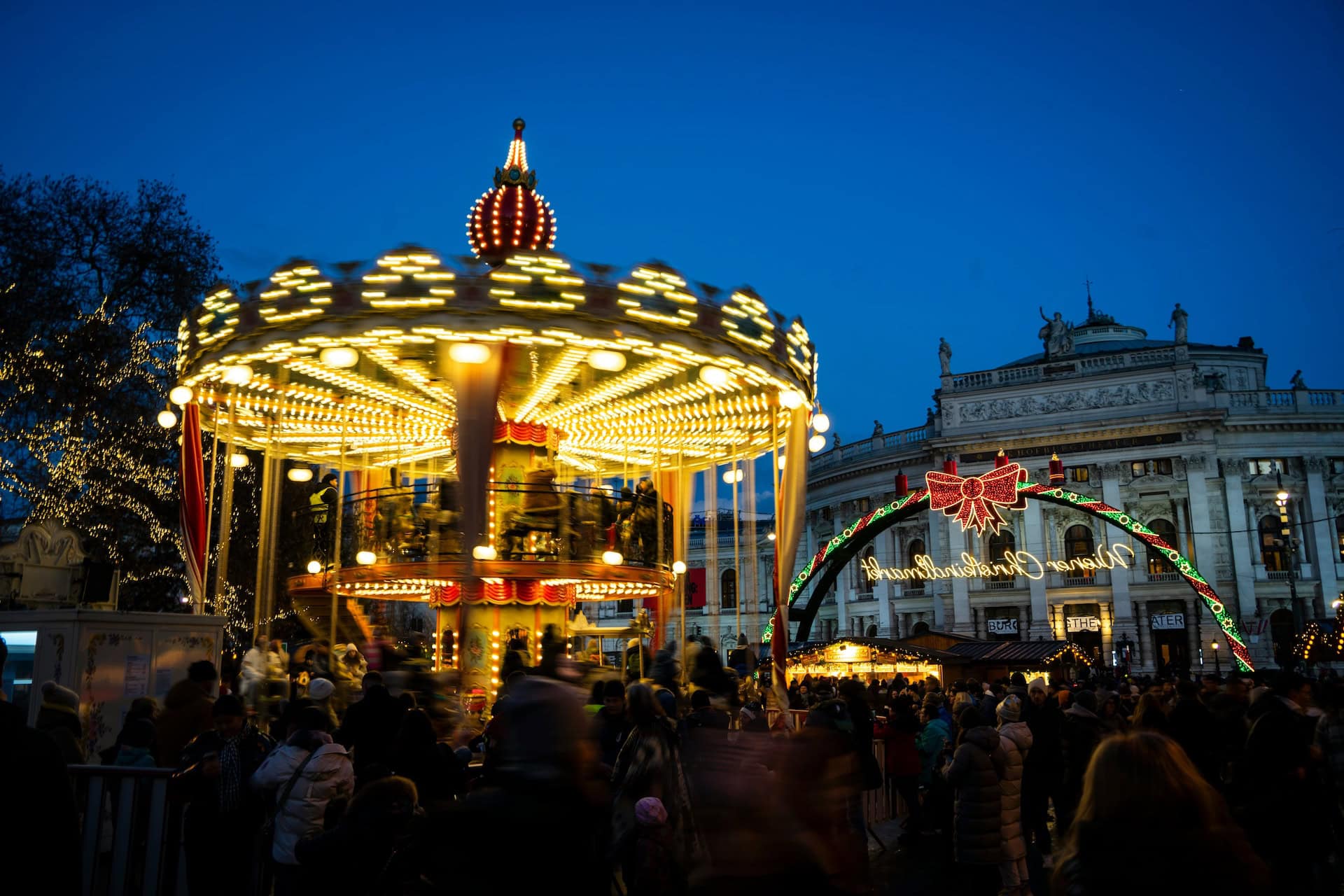 Vienna Christmas market evening lights