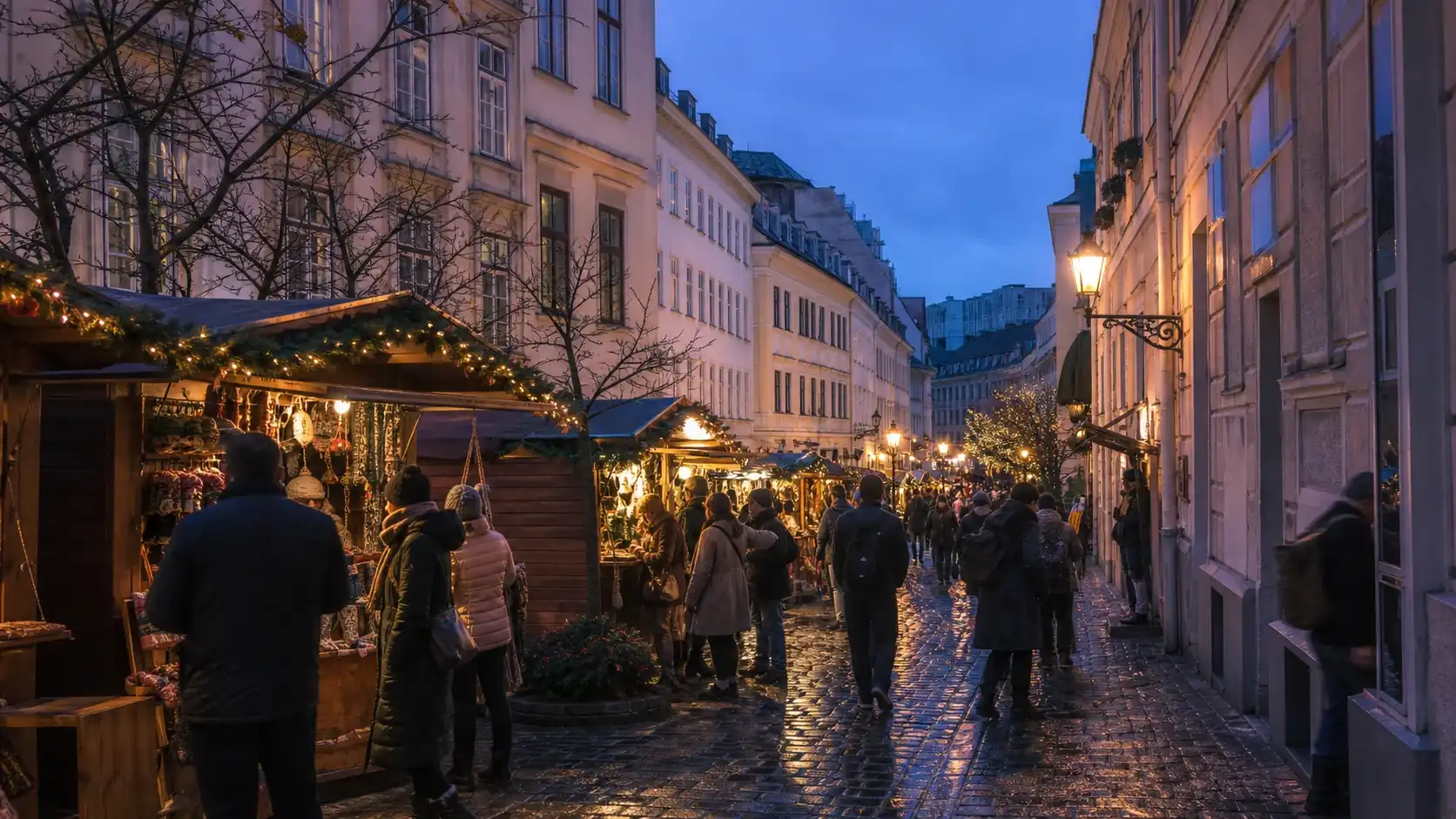 Spittelberg Christmas market Vienna narrow alleyway