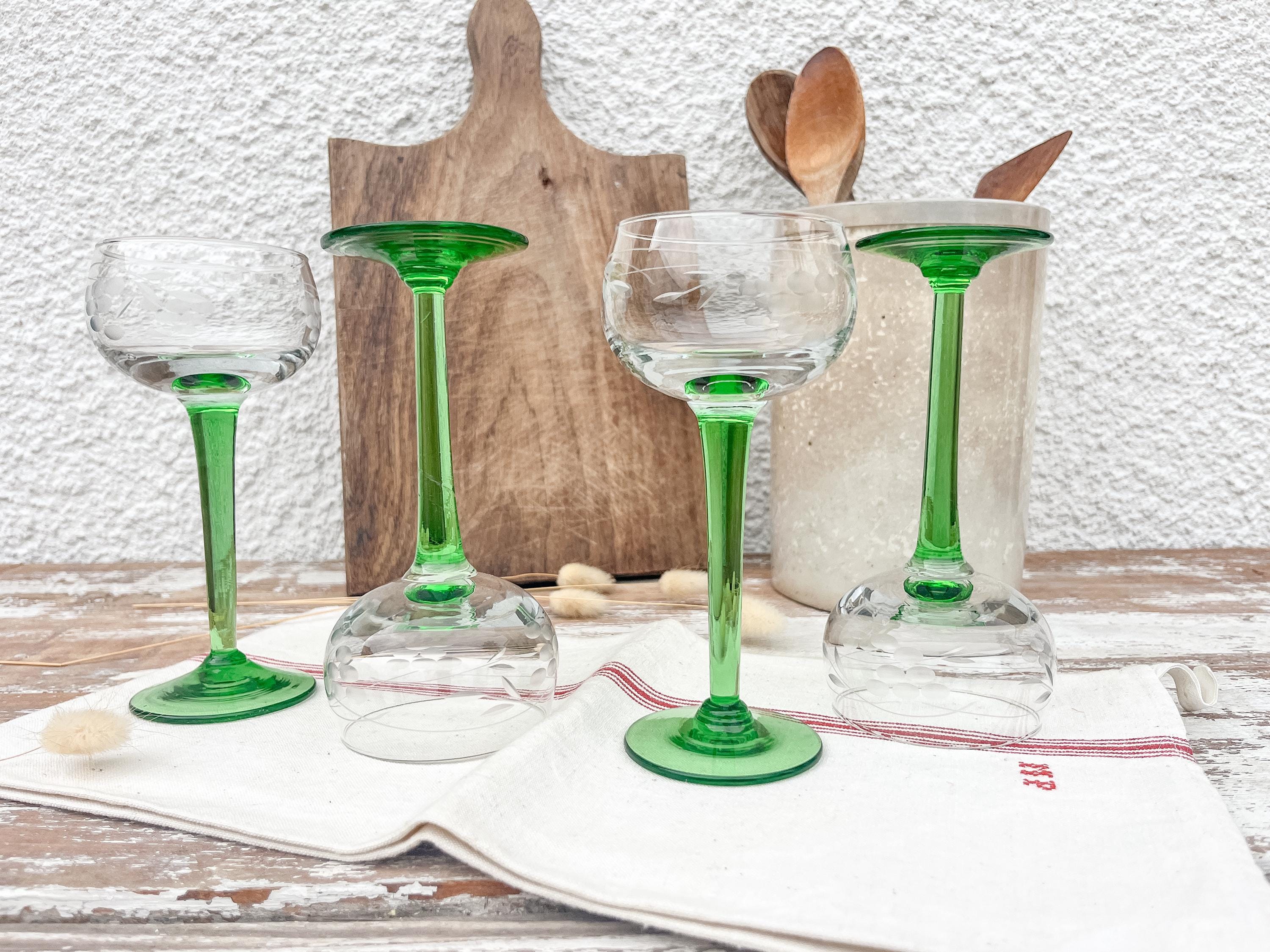 alsatian green stem wine glass
