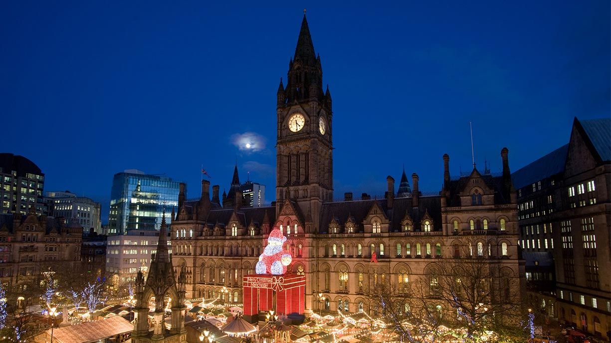 Manchester Christmas market giant Santa Albert Square