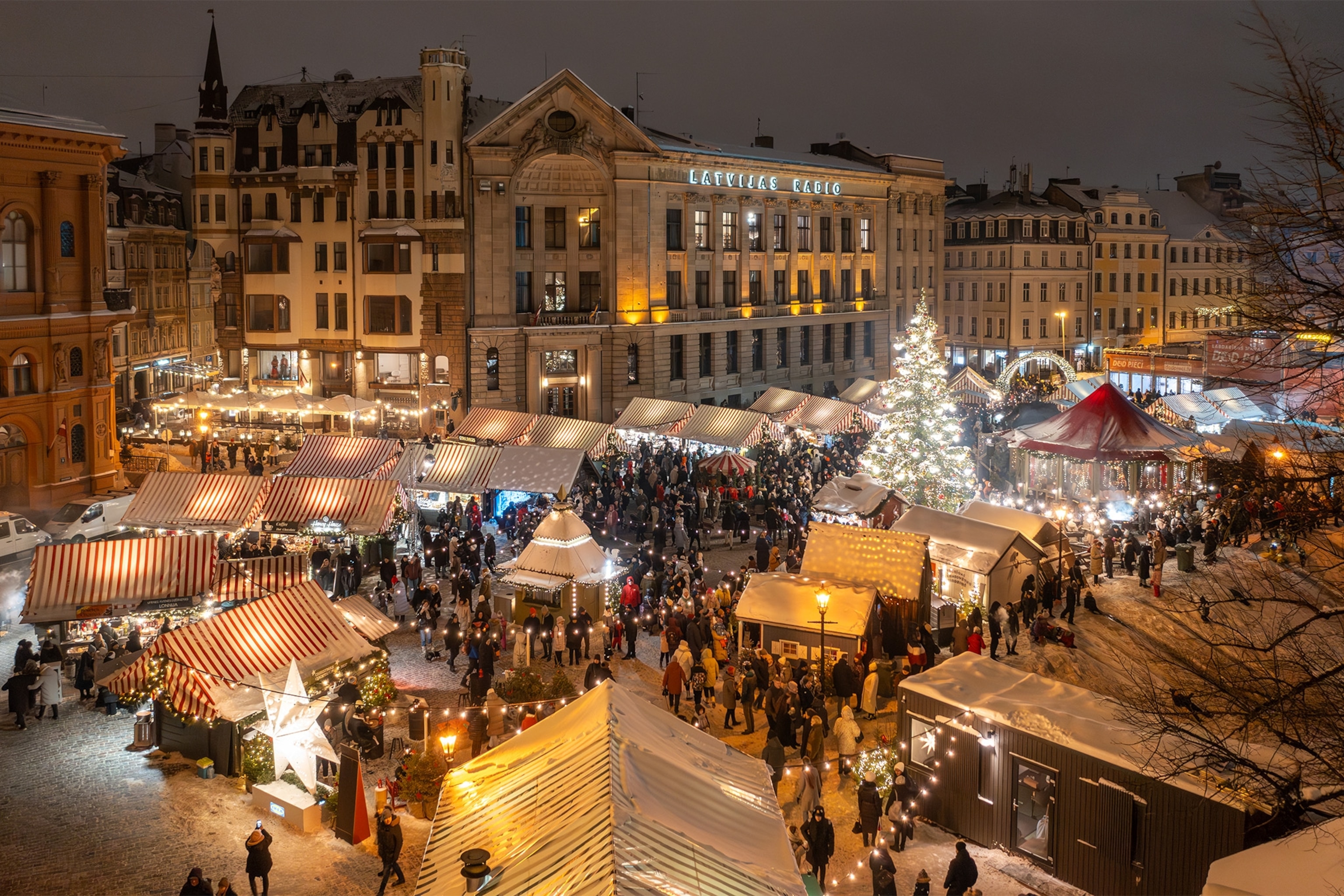 Riga Dome Square Christmas market Latvia snow
