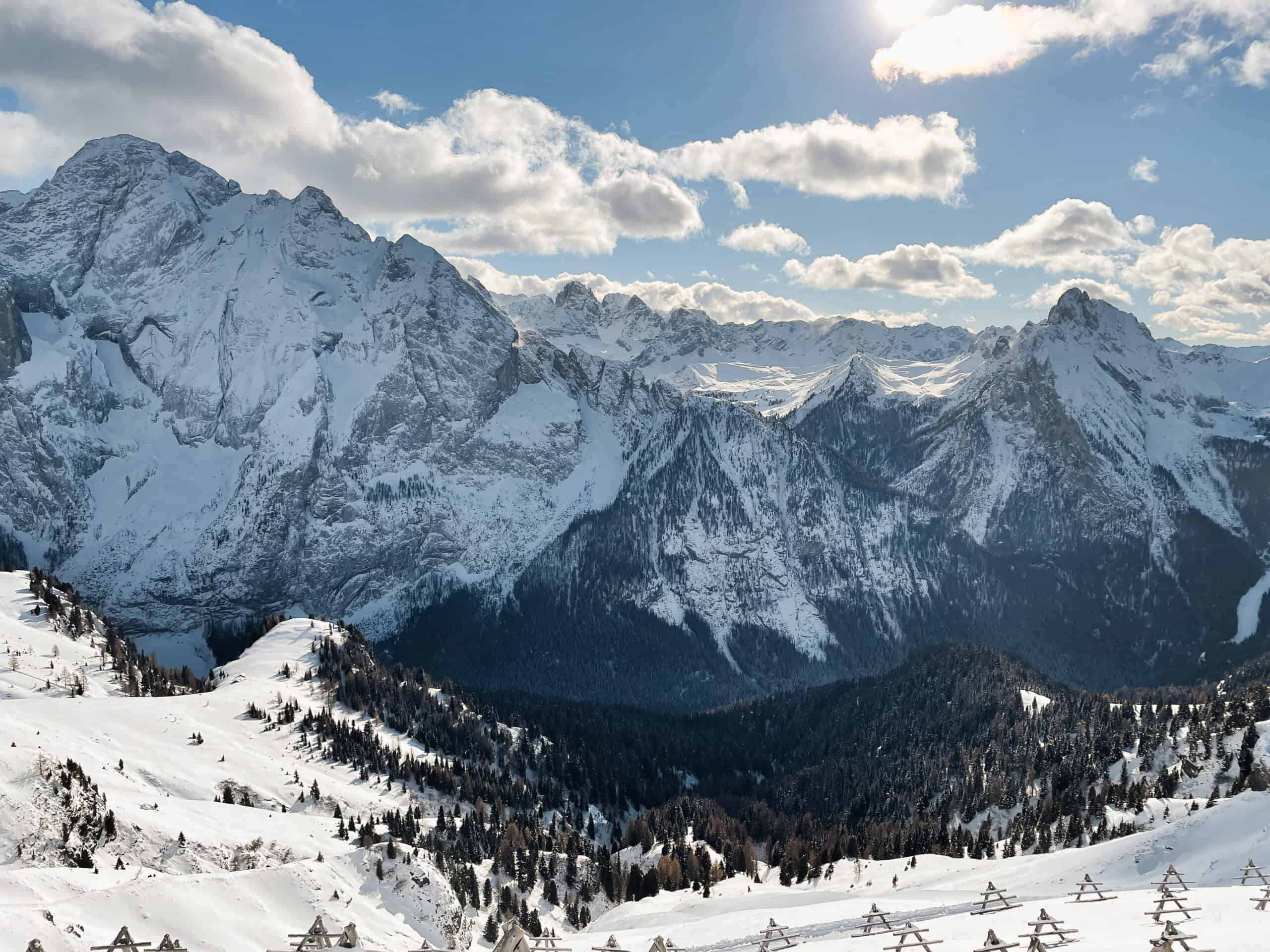 dolomites italy winter ski tre cime snow peaks