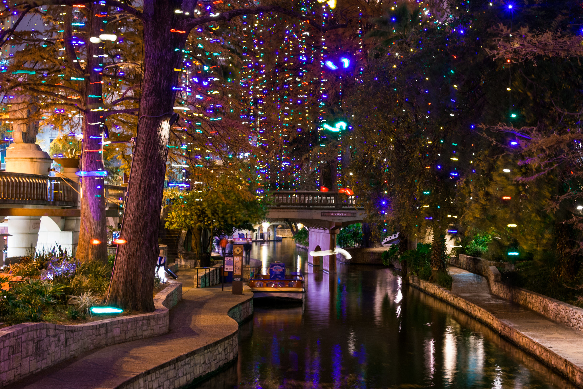 San Antonio River Walk Christmas lights