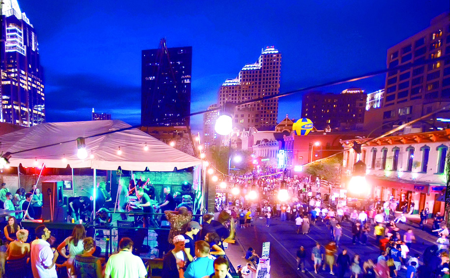 Austin Texas Sixth Street live music venue neon signs