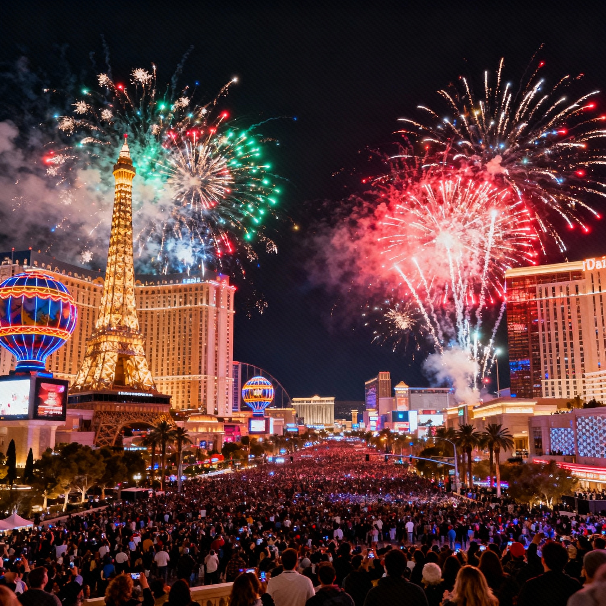 Las Vegas Strip fireworks New Year's Eve