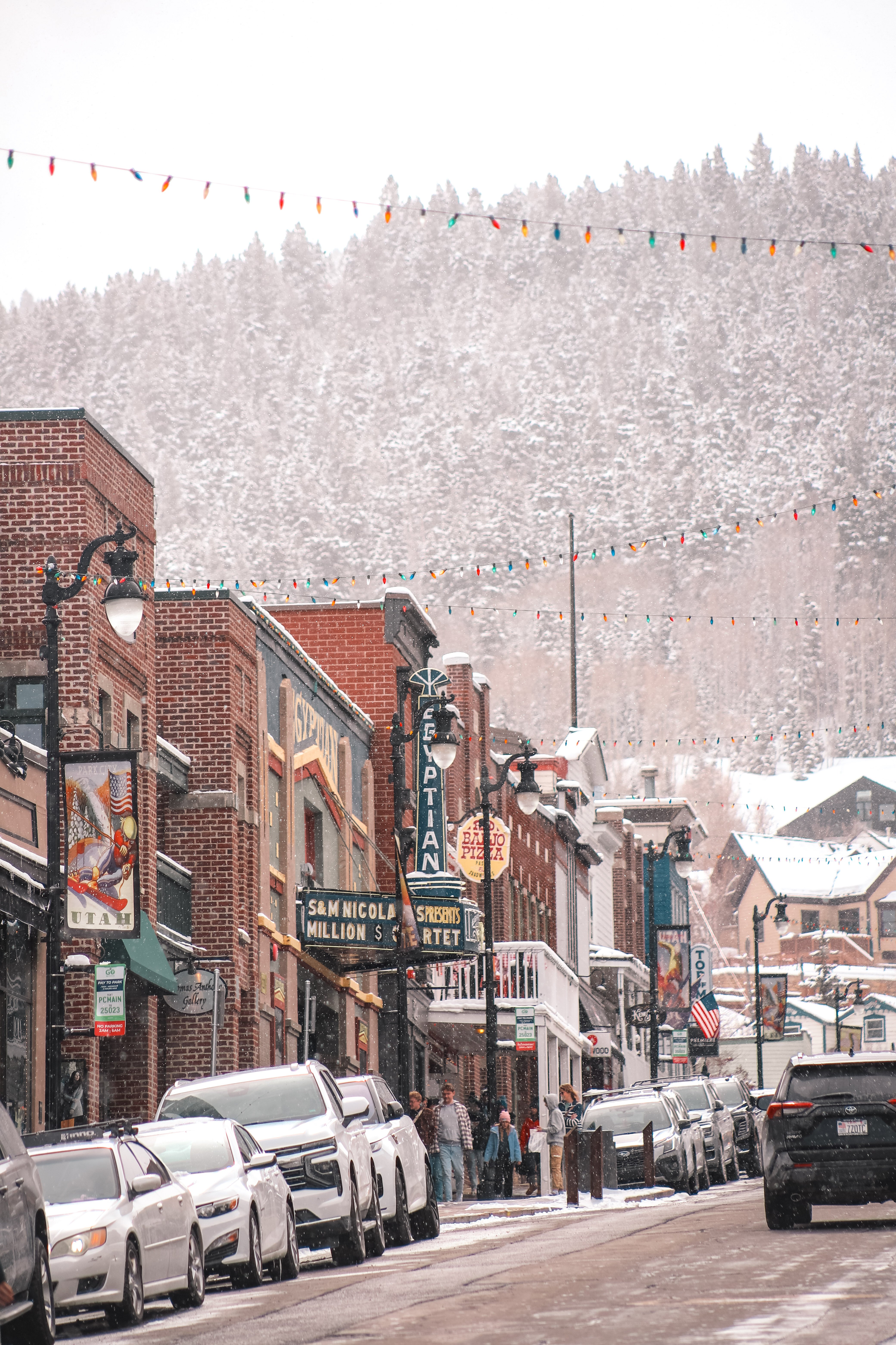 park city utah main street winter