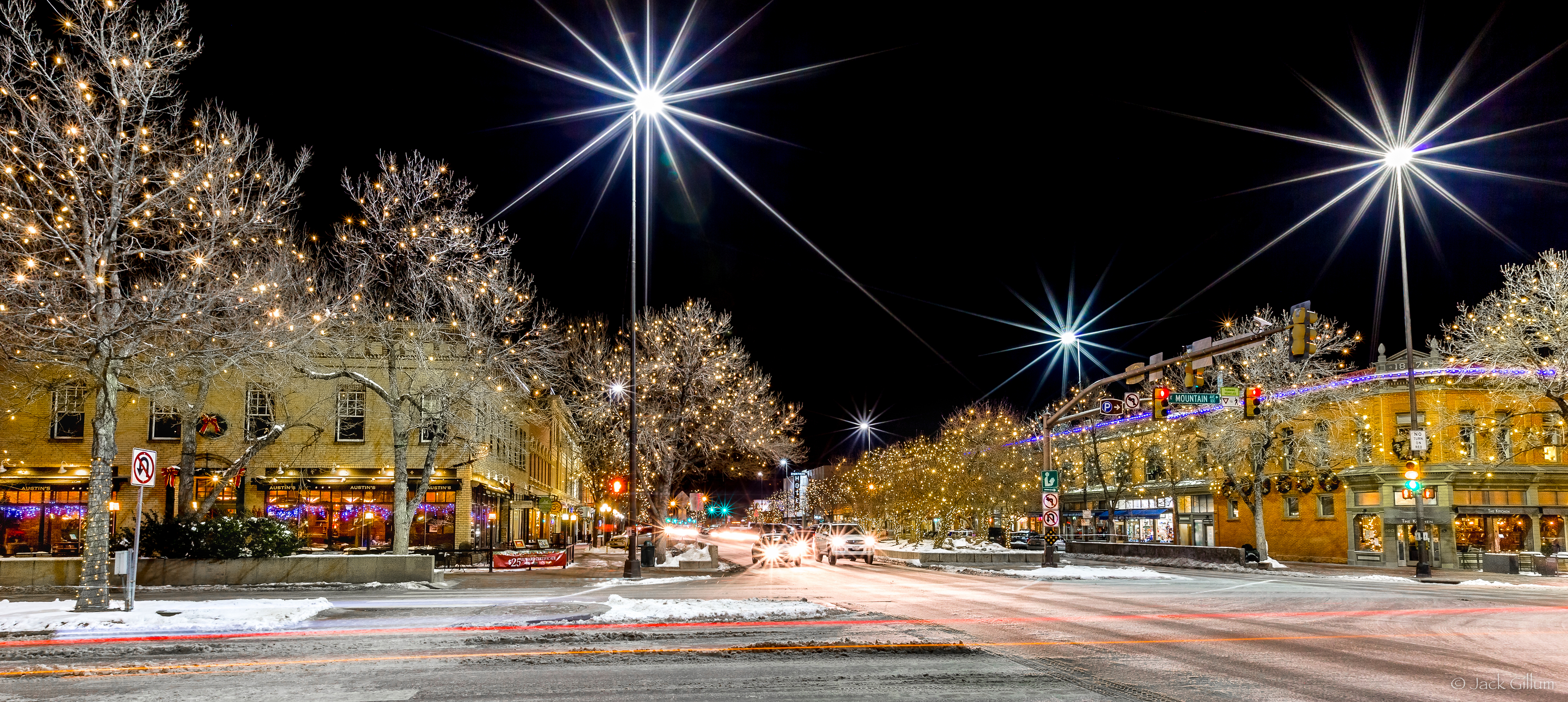 Christmas town main street holiday lights