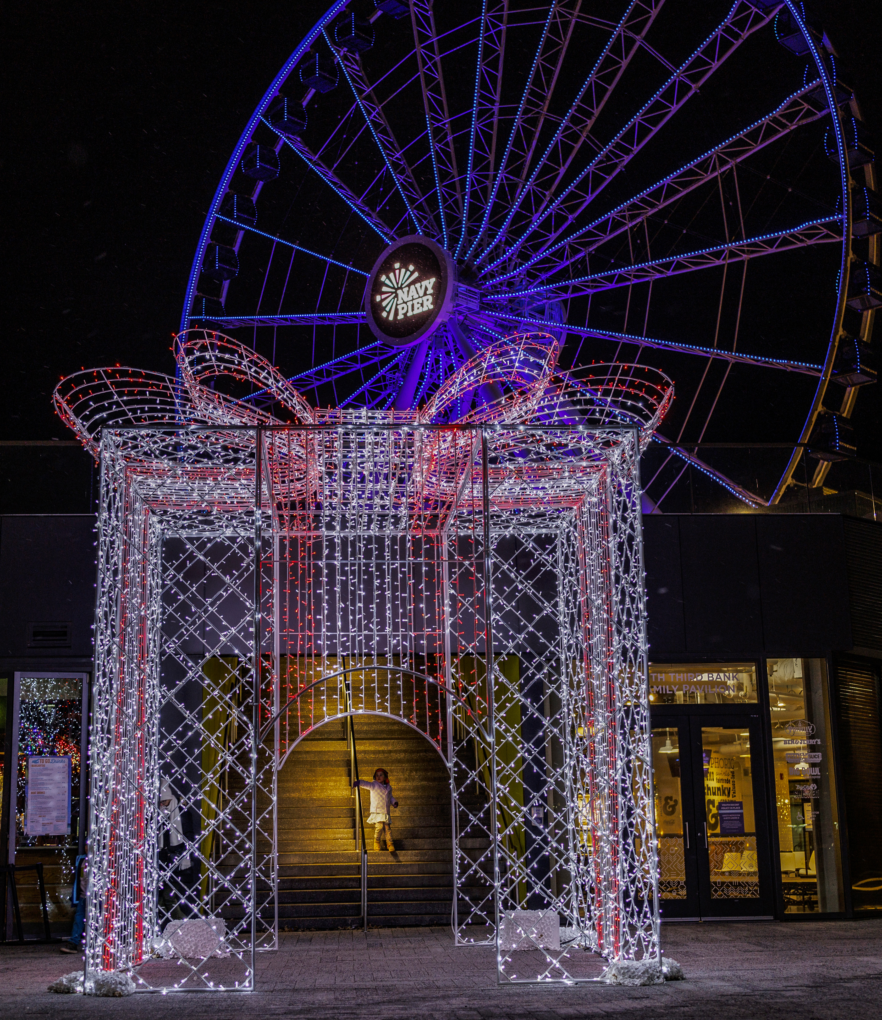 Navy Pier winter lights Ferris wheel