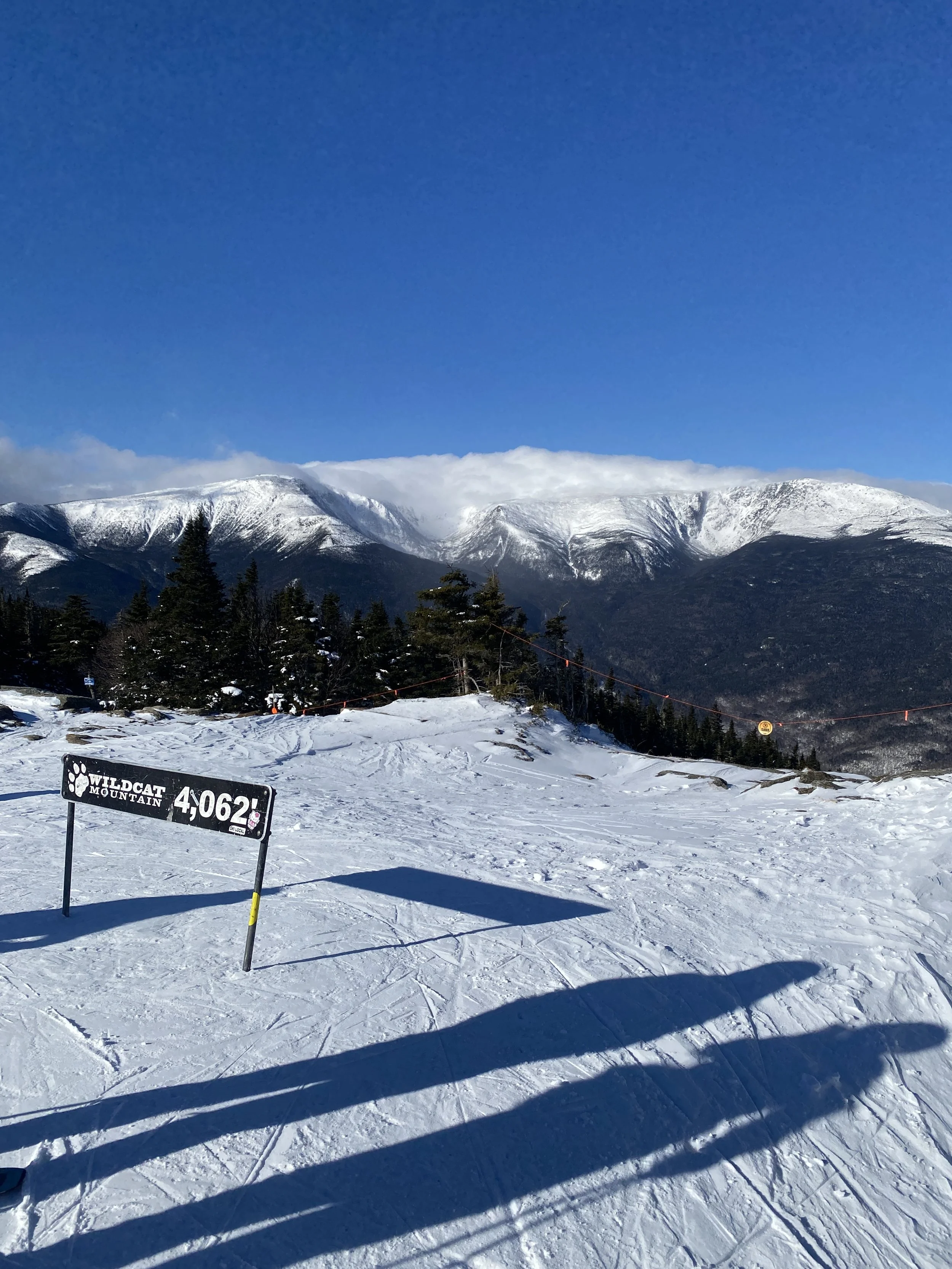 Wildcat Mountain ski trail with Mount Washington view