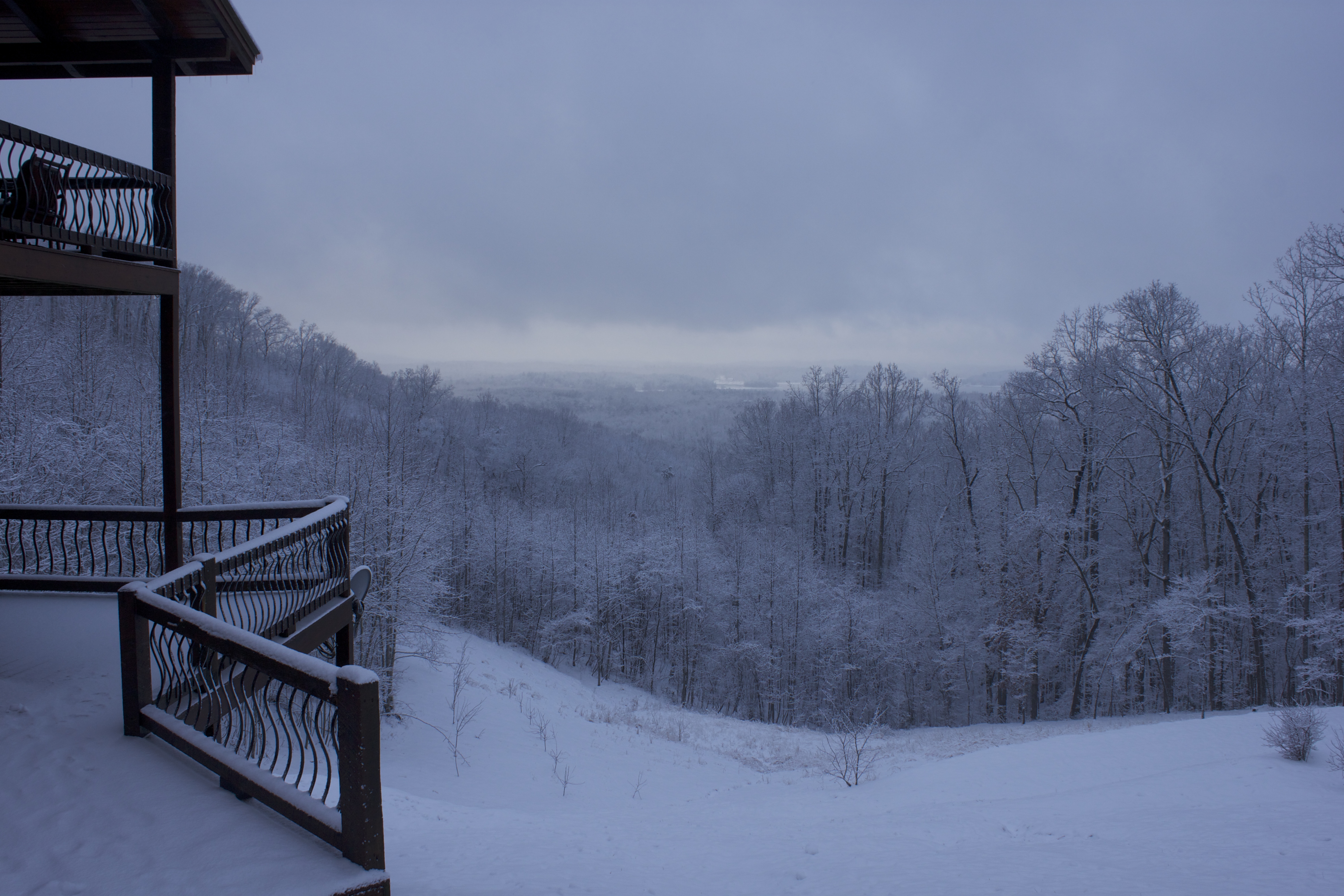 Blue Ridge Parkway winter mountain cabin