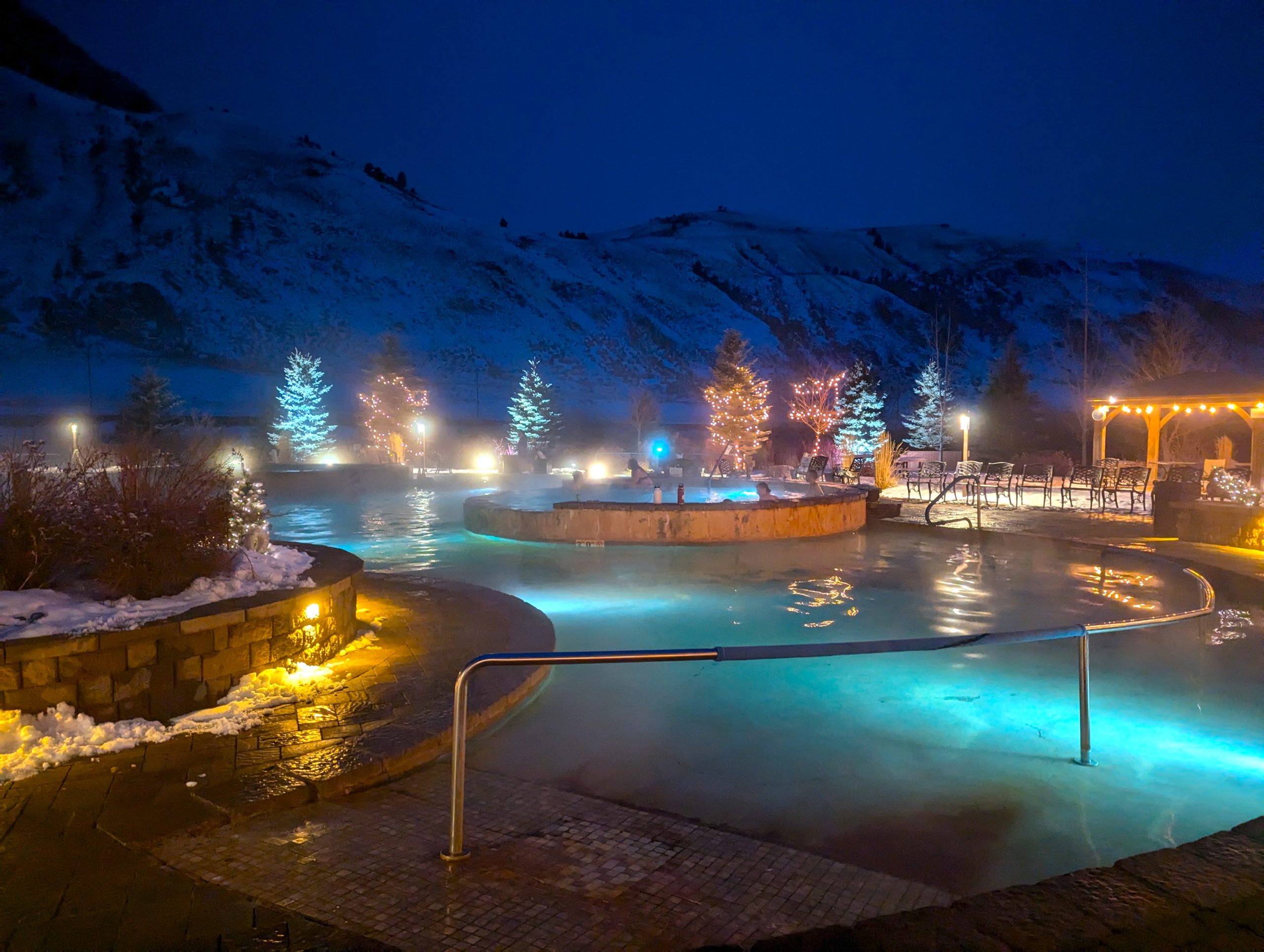 Yellowstone Hot Springs Gardiner Montana winter snow outdoor pool