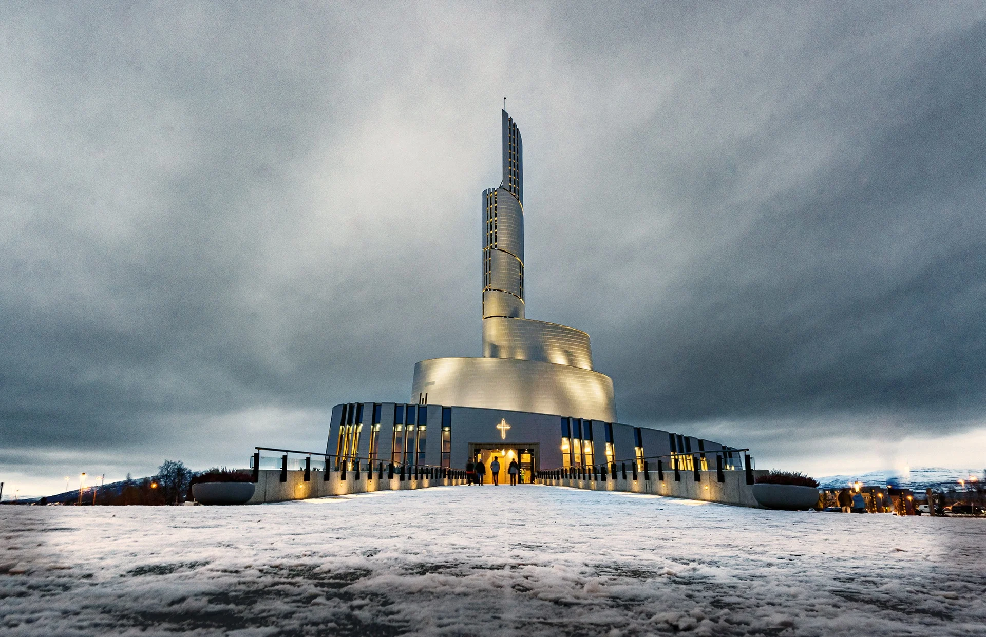 Northern Lights Cathedral Alta Norway winter