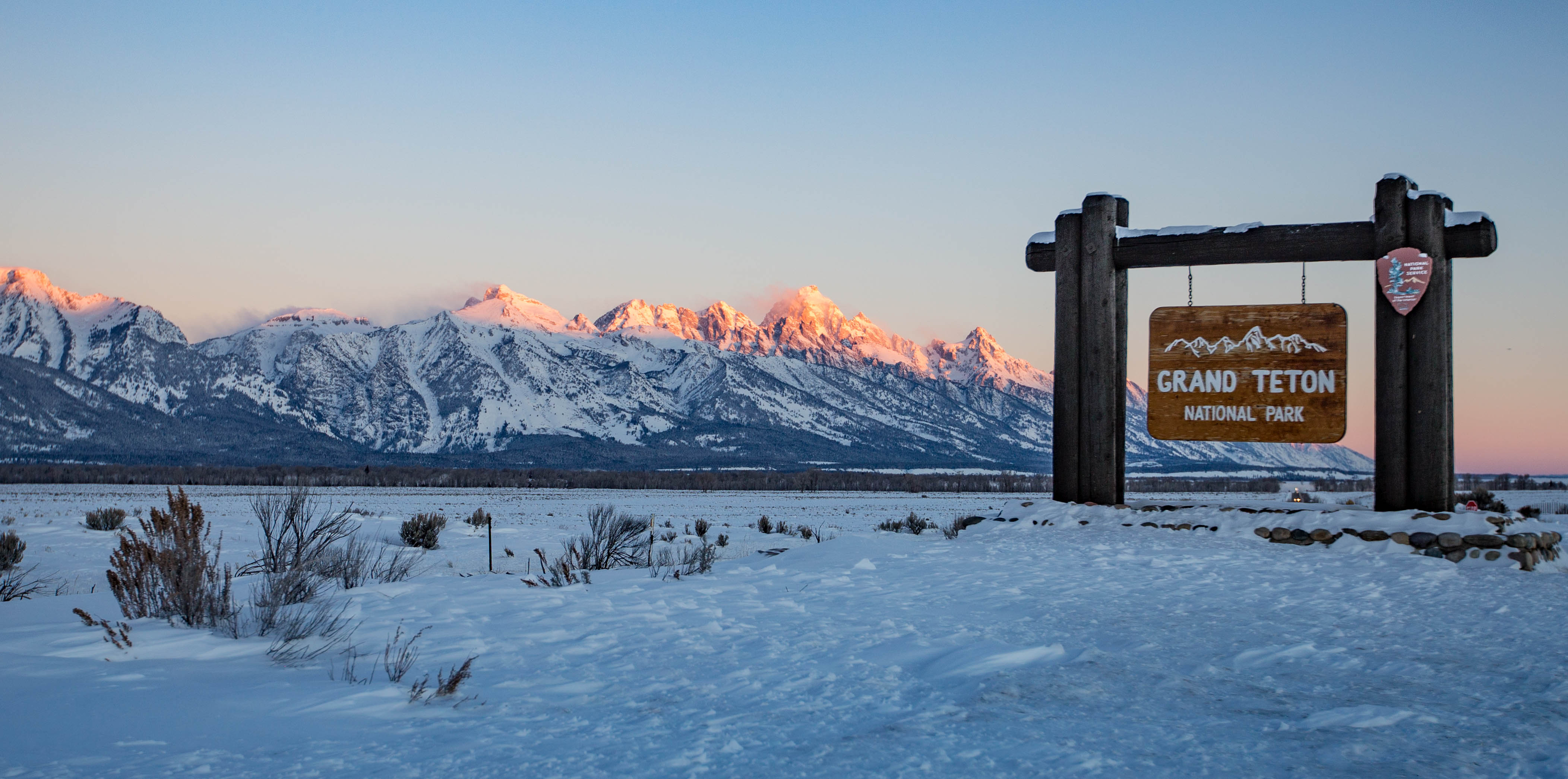 Grand Teton mountains winter snow