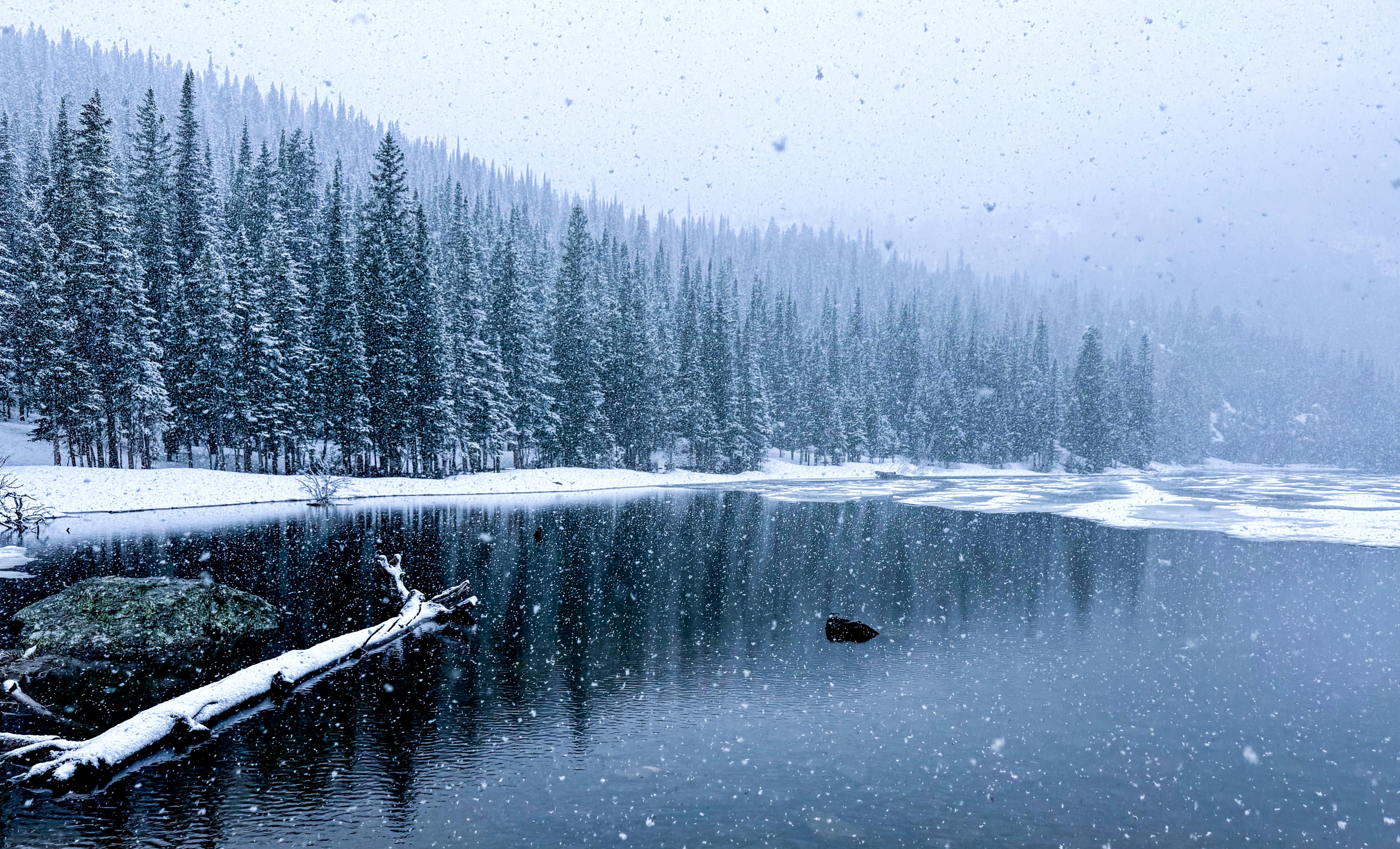 Bear Lake snow Rocky Mountain National Park