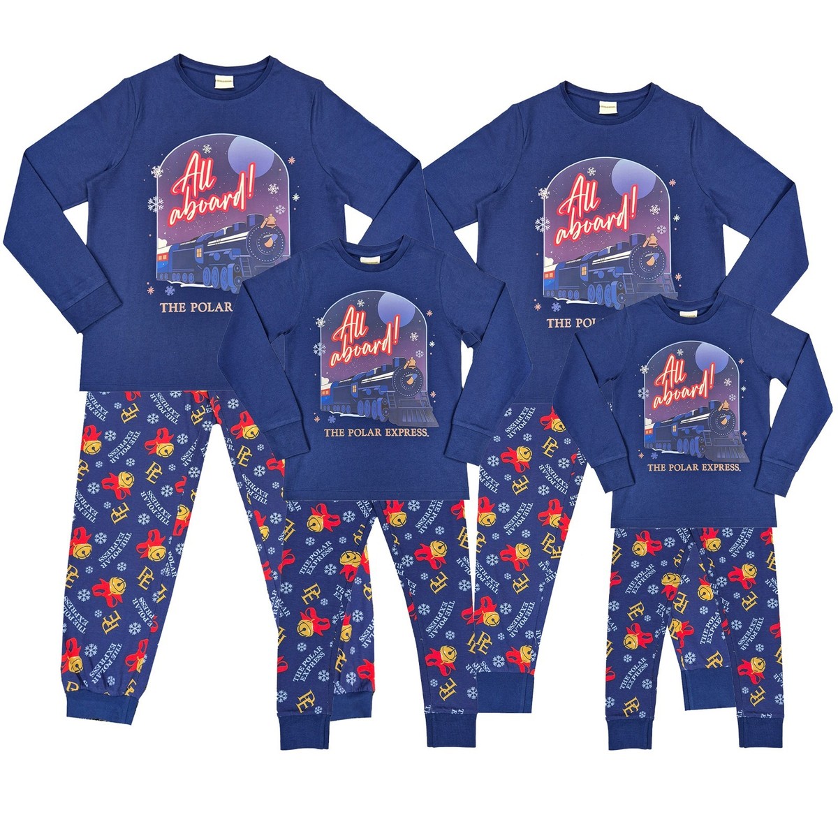 family pajamas Christmas train ride