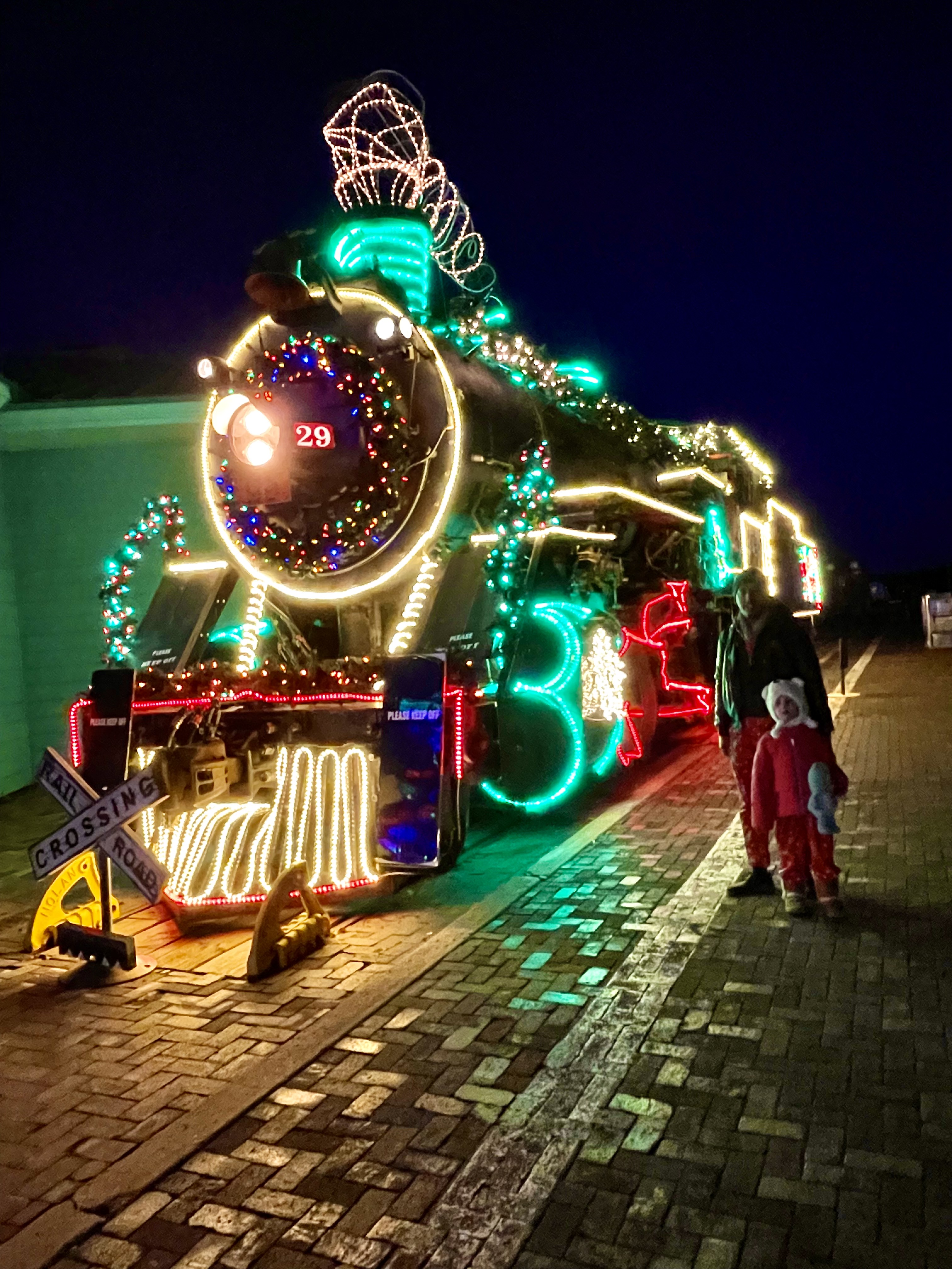 Williams Arizona Polar Express train at night