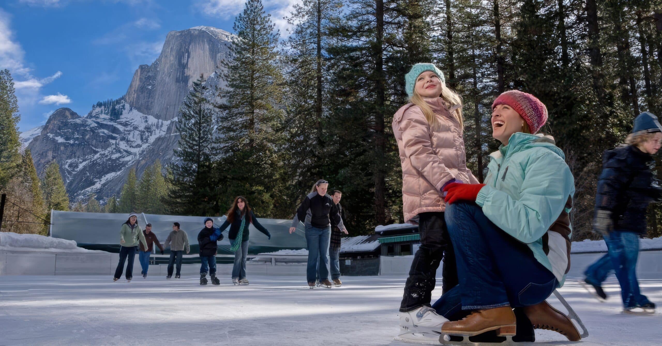 Half Dome Village ice rink Yosemite winter