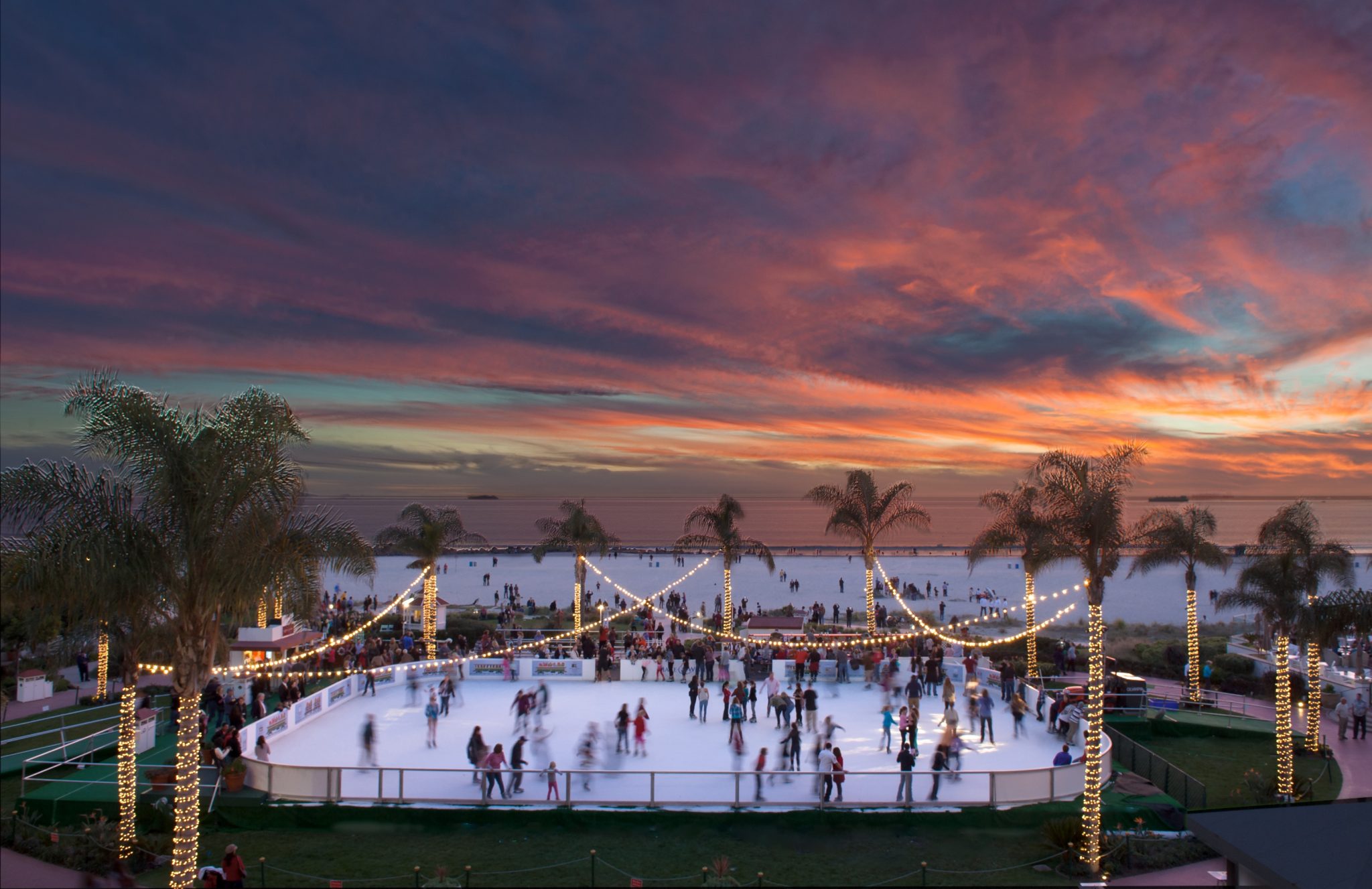 Hotel del Coronado oceanfront ice skating rink