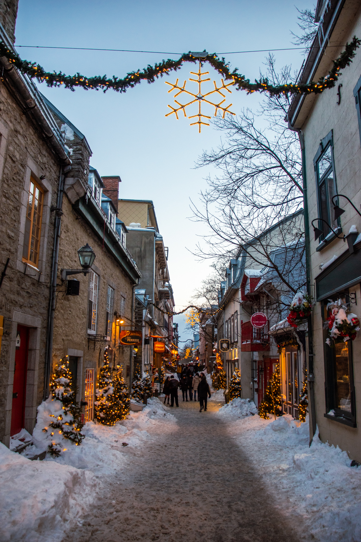 Quebec City winter snowy streets Old Quebec