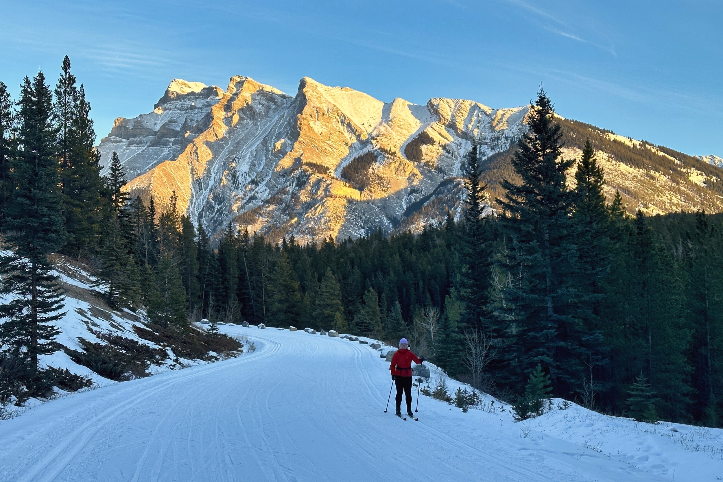 cross-country skiing Banff winter mountain trails
