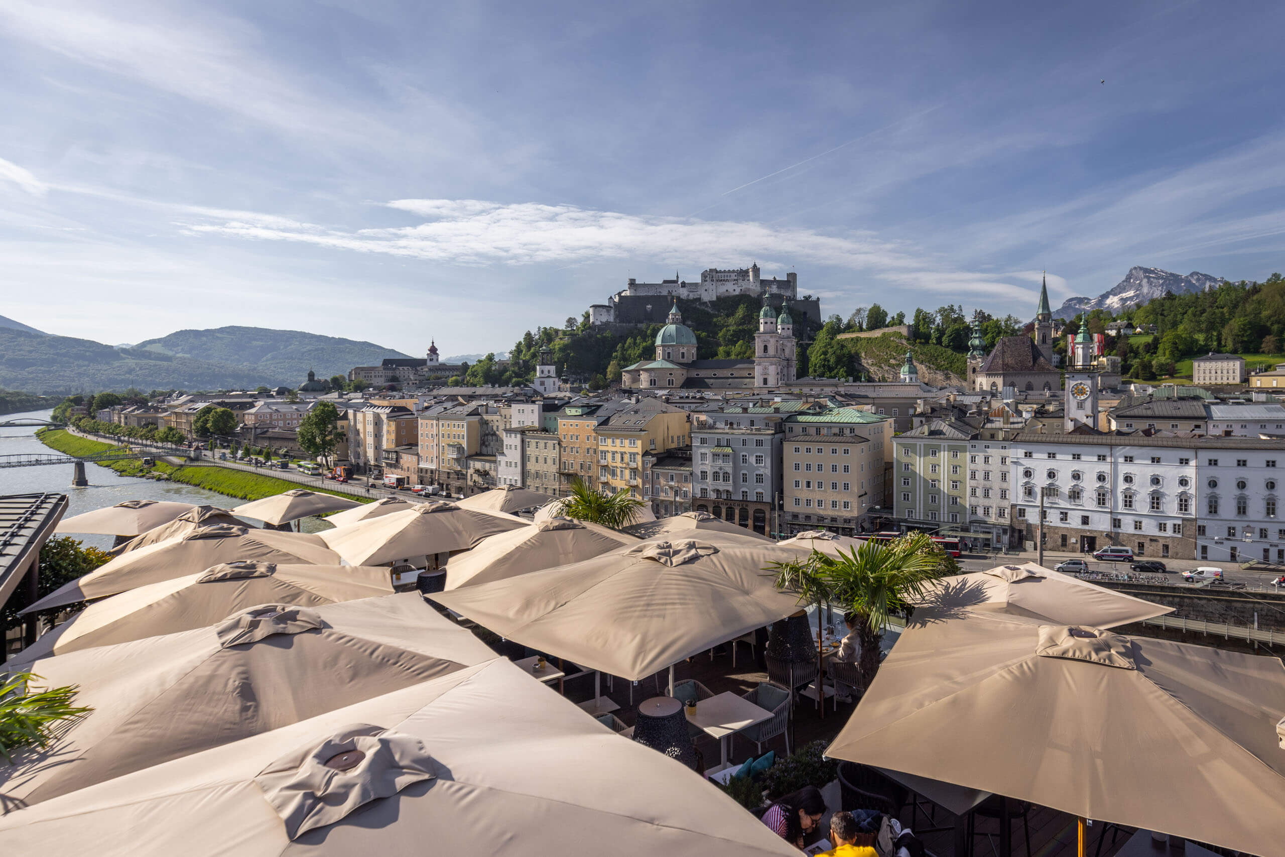 Hotel Stein rooftop Steinterrasse Salzburg fortress view