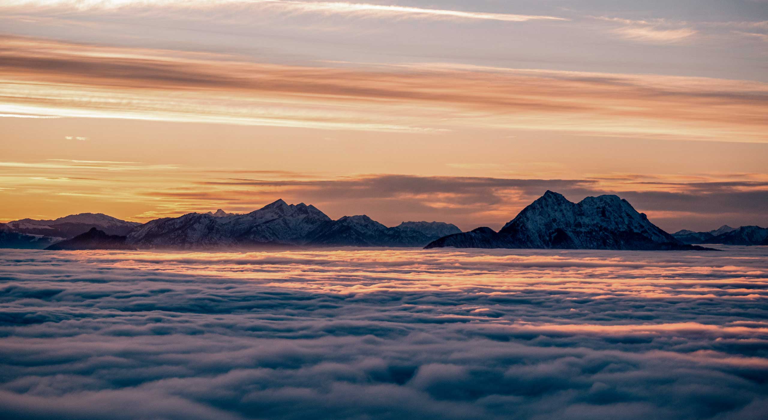 Gaisberg summit sunset panoramic Salzburg Alps