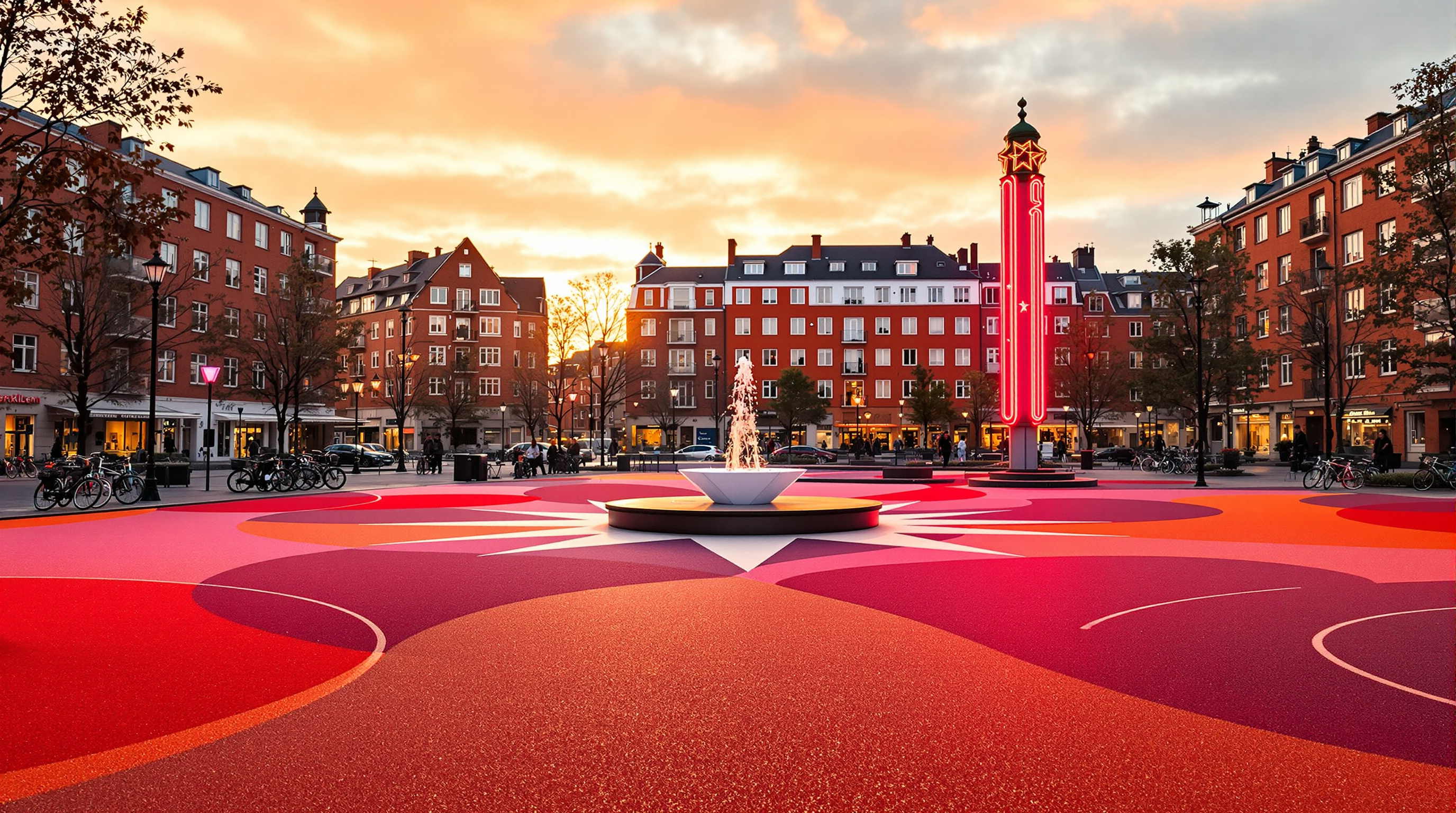 Superkilen Park Nørrebro Copenhagen colored ground