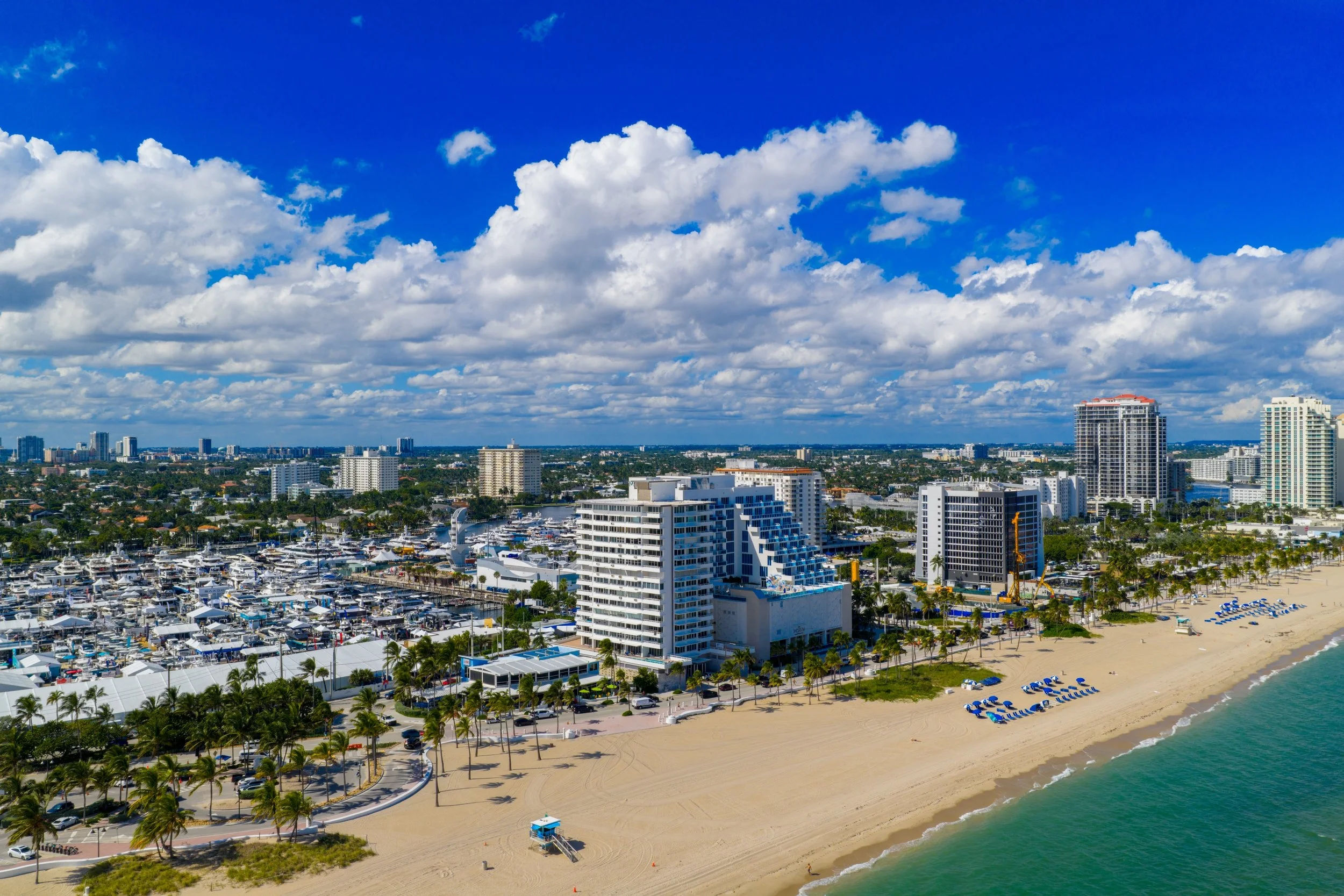 Fort Lauderdale beach aerial view winter
