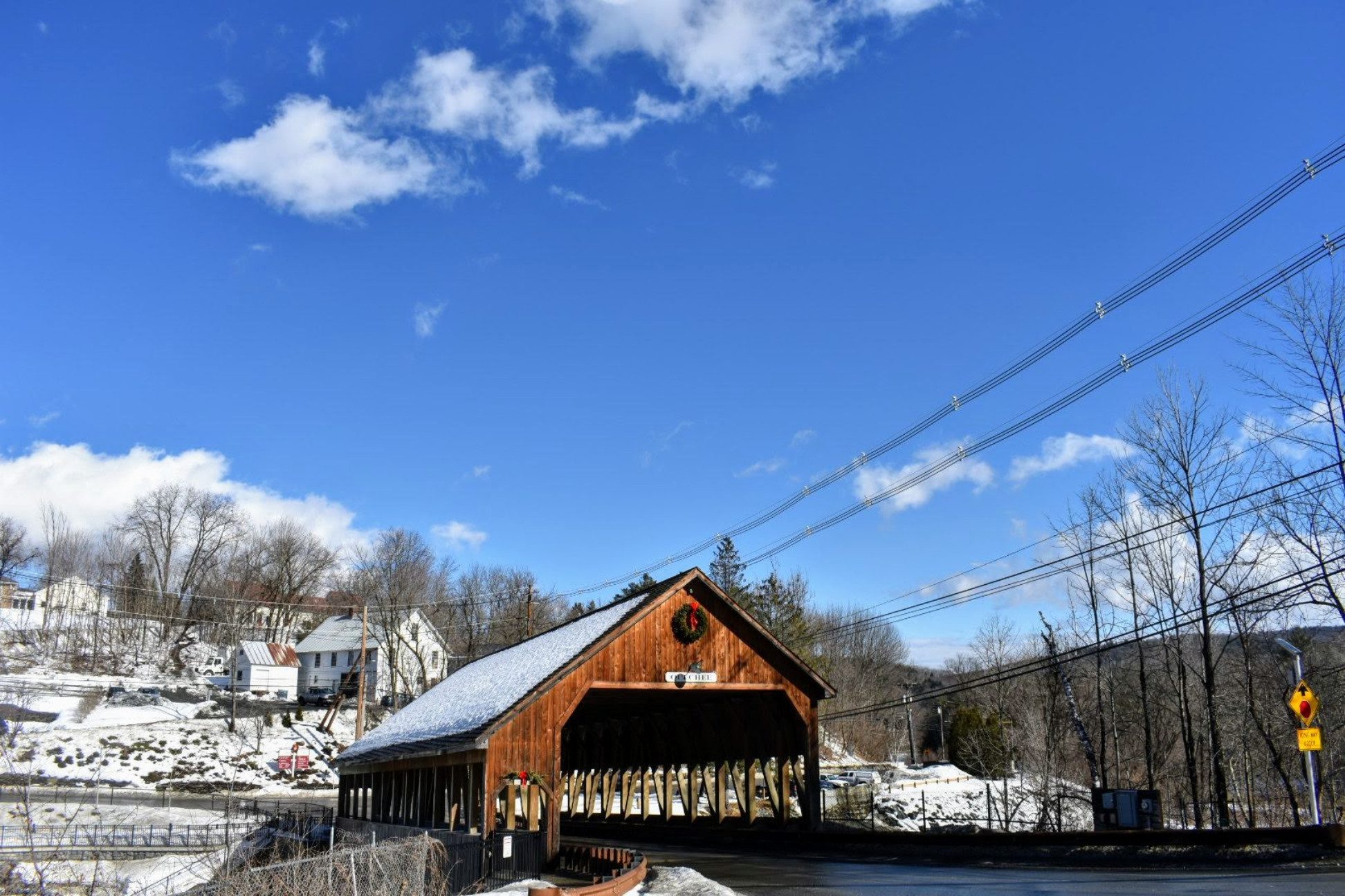 Quechee Vermont winter covered bridge