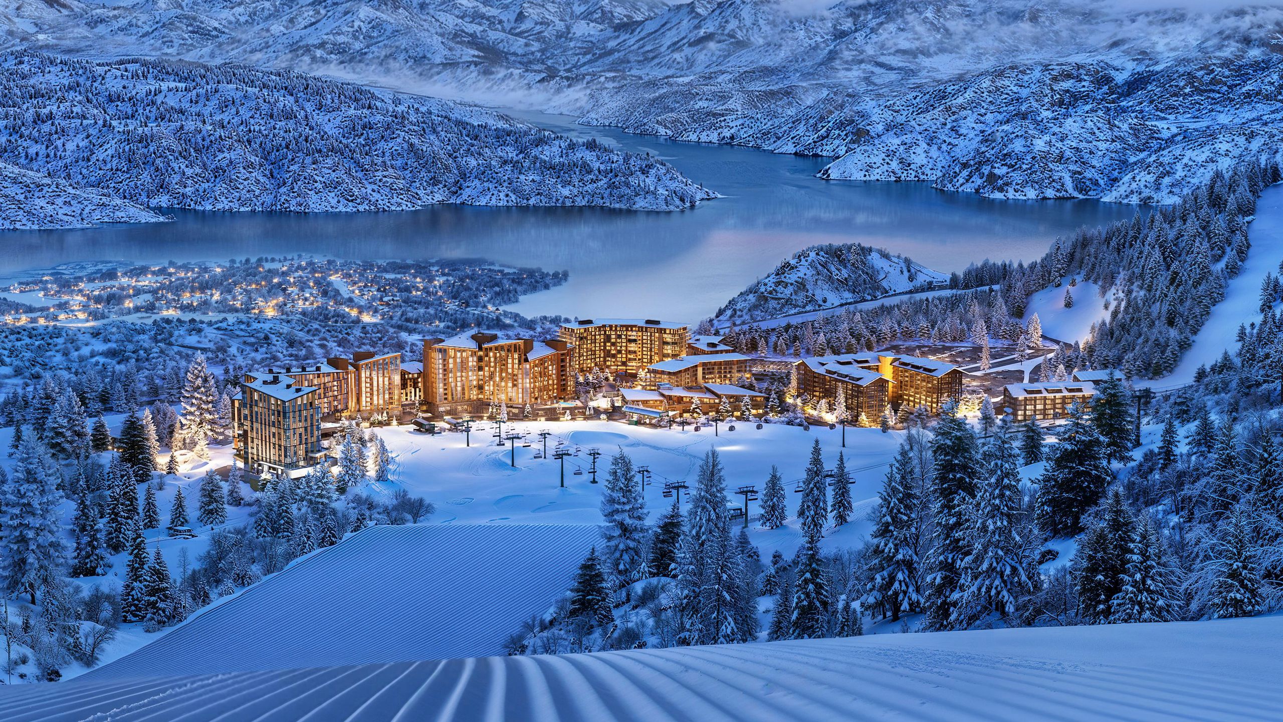 luxury ski resort winter village New England