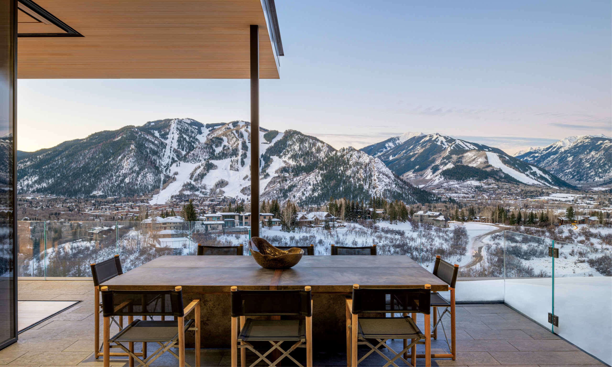 Aspen winter restaurant patio dining snow