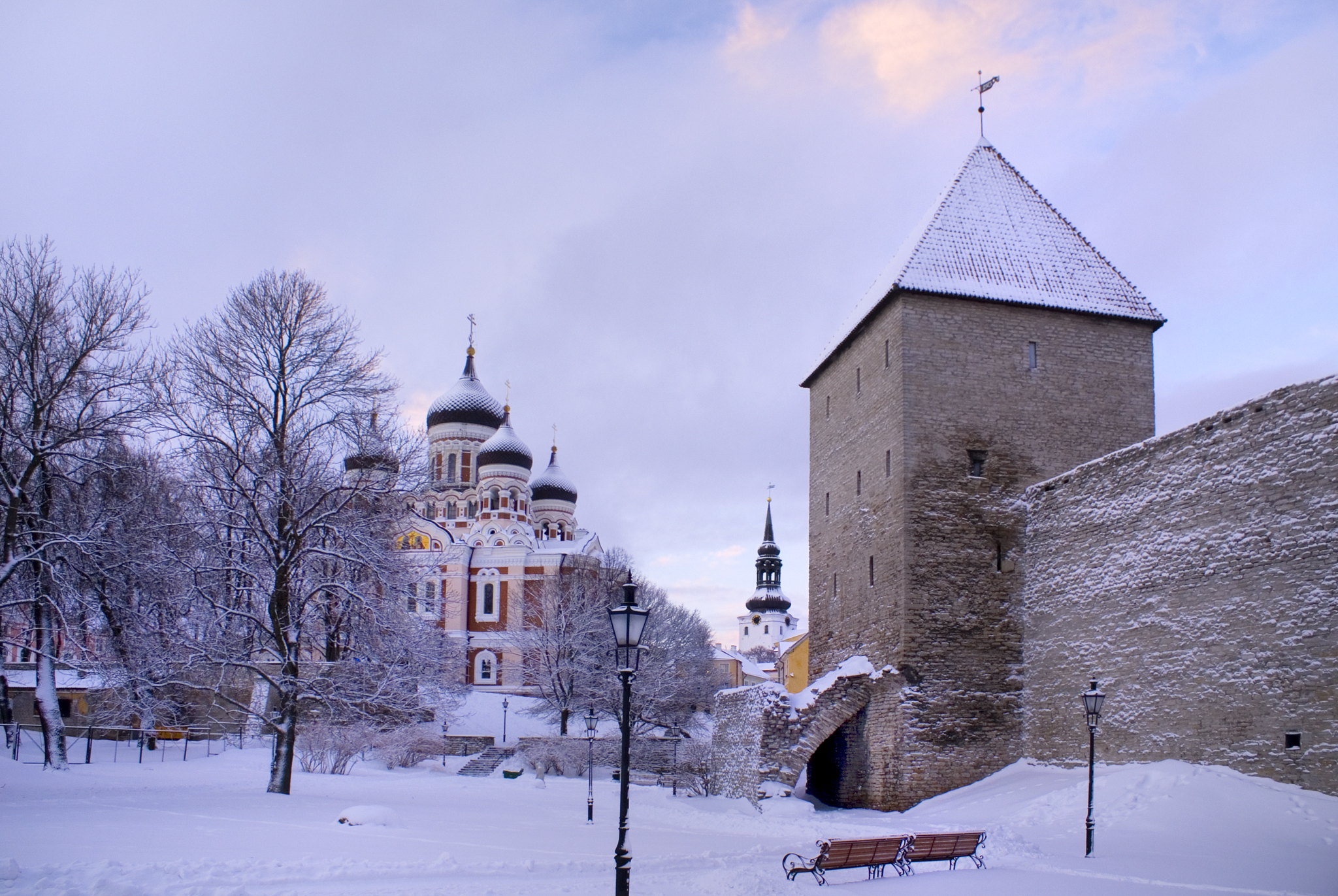 eastern europe winter old town snow street