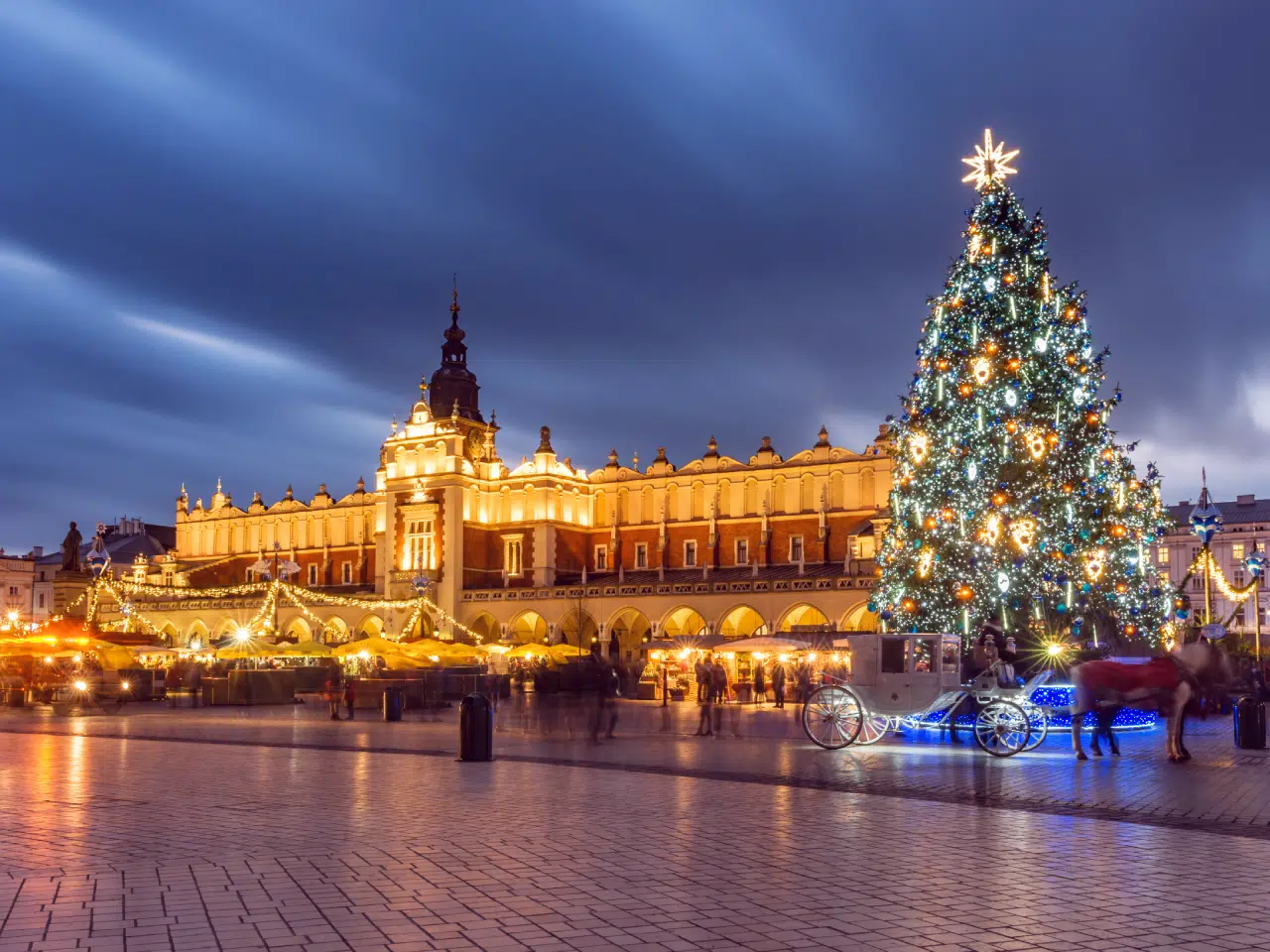 Krakow Main Square Christmas market winter