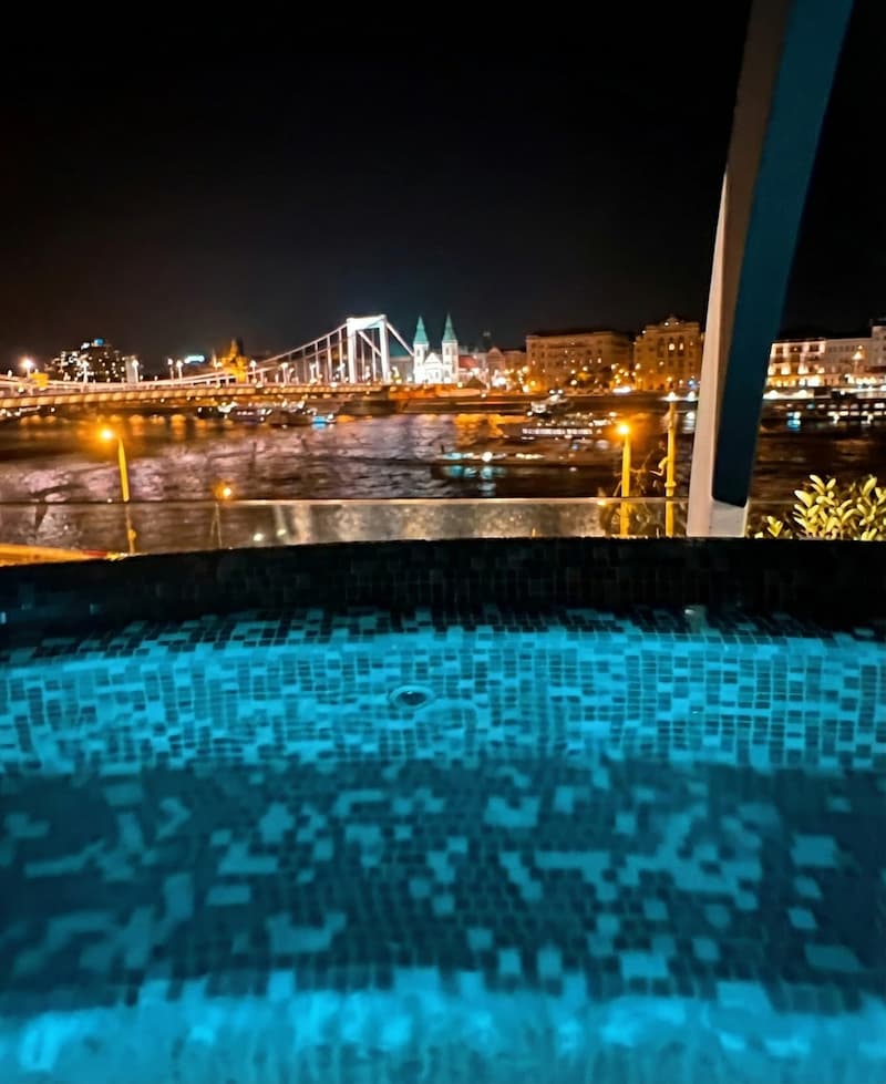 Rudas Baths rooftop pool Danube view