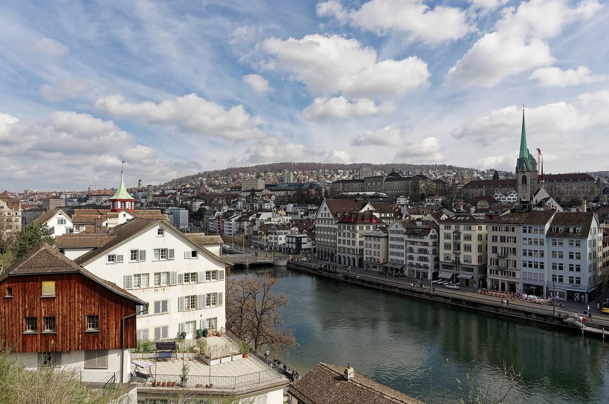 Lindenhof Zurich view over Limmat river