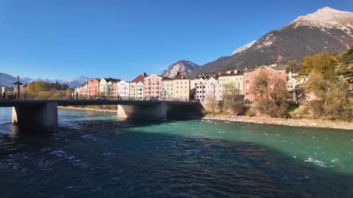 Innbrücke Innsbruck river view mountains