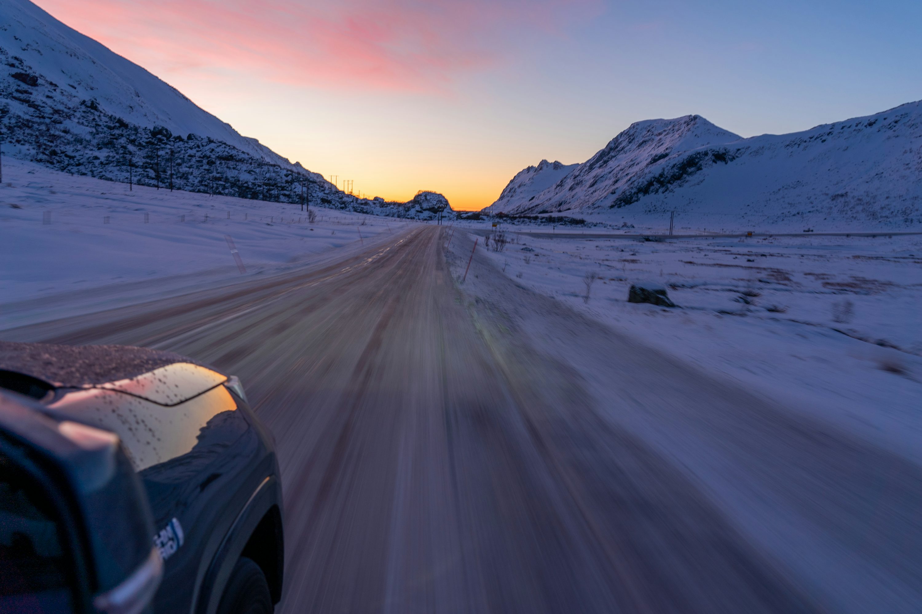 iceland ring road winter sunrise snow