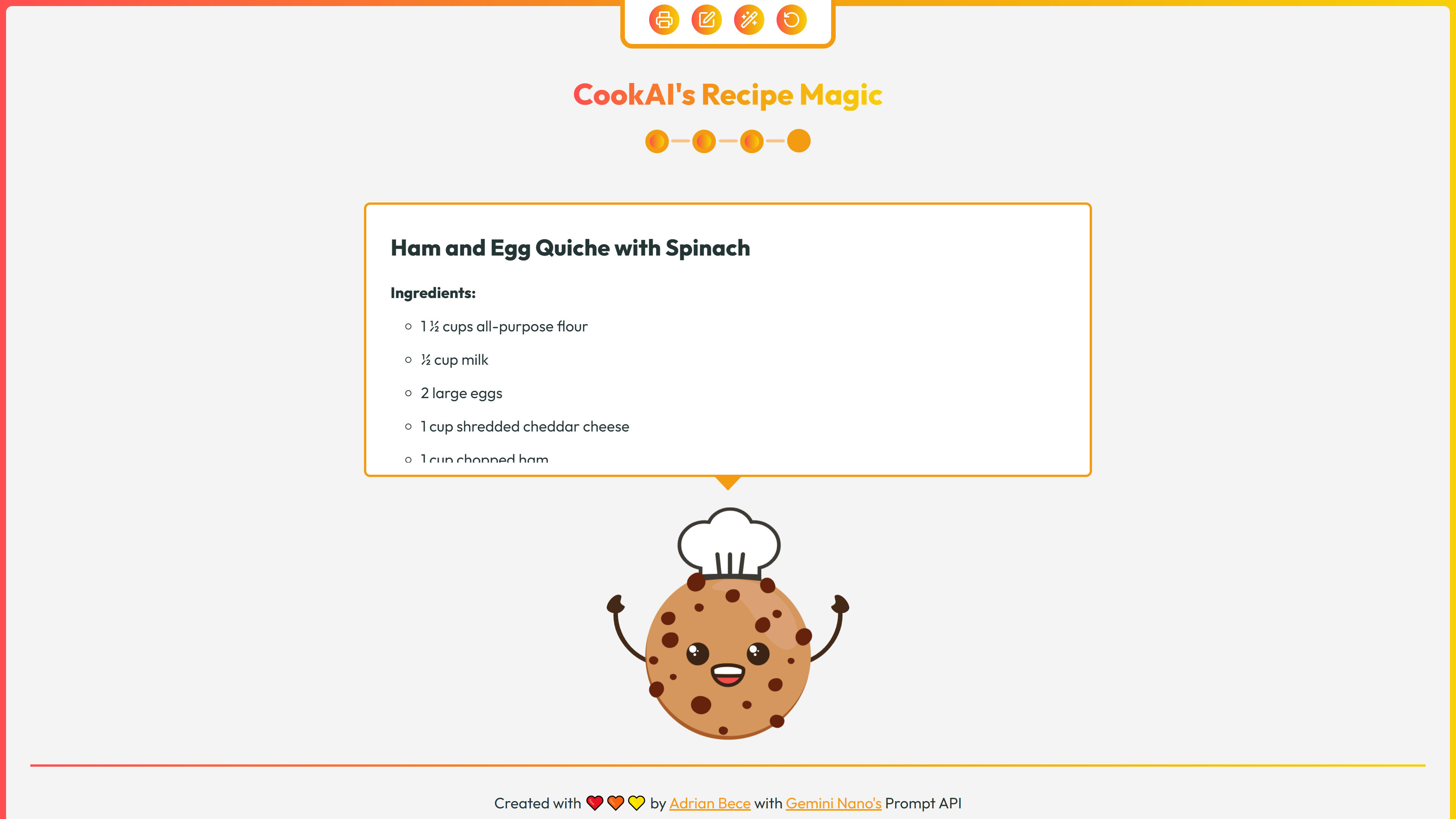 Cook AI's Recipe Magic app created for this hackathon