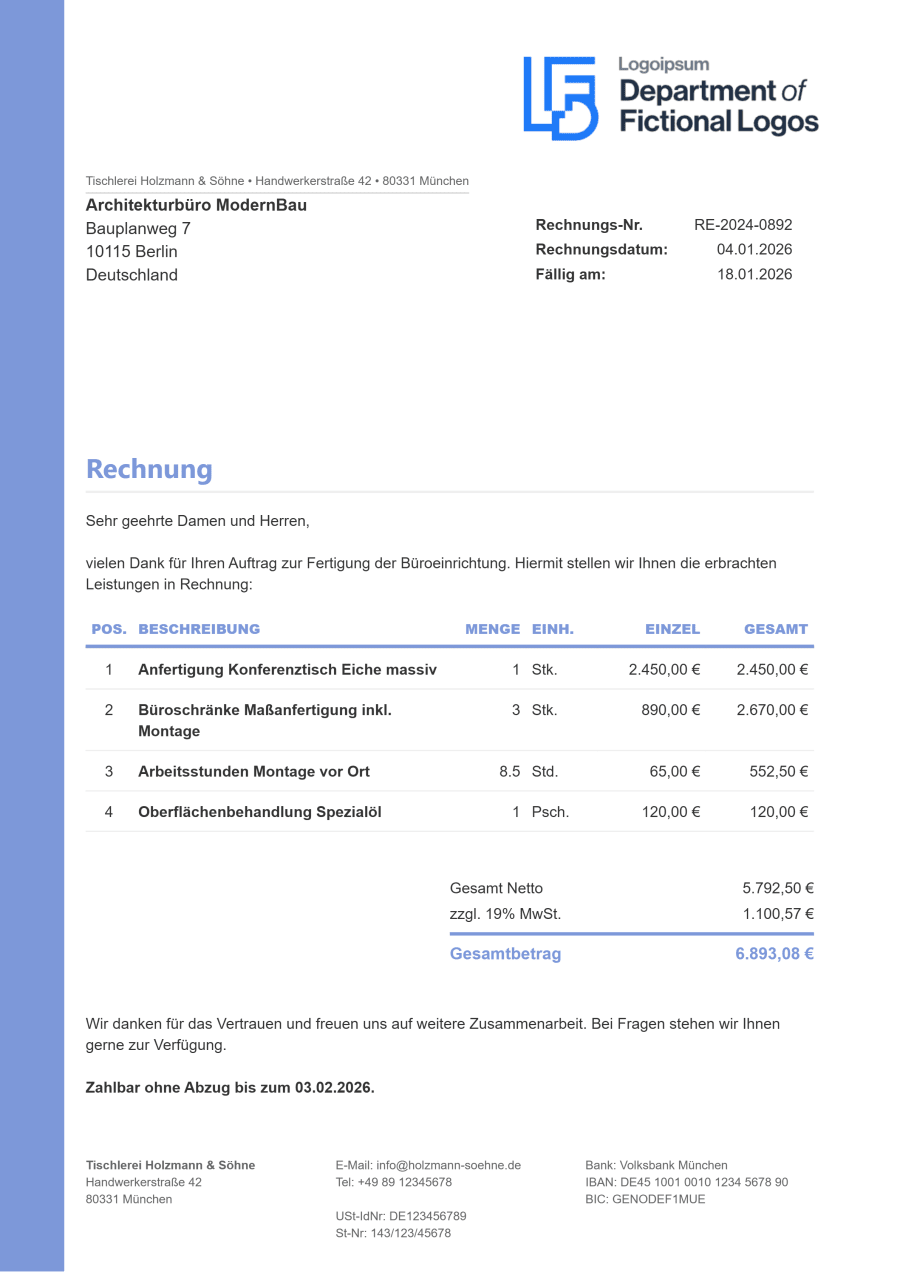 Rechnungsvorlage Bold V2
