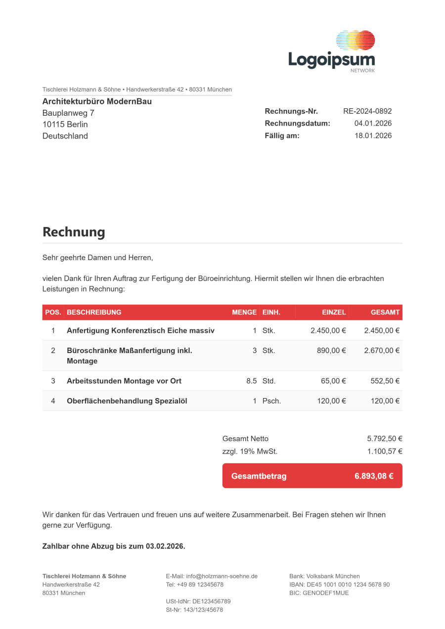 Rechnungsvorlage Modern V2