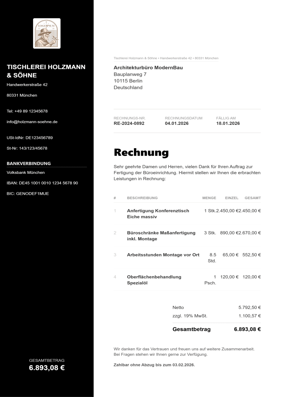 Rechnungsvorlage Split V2