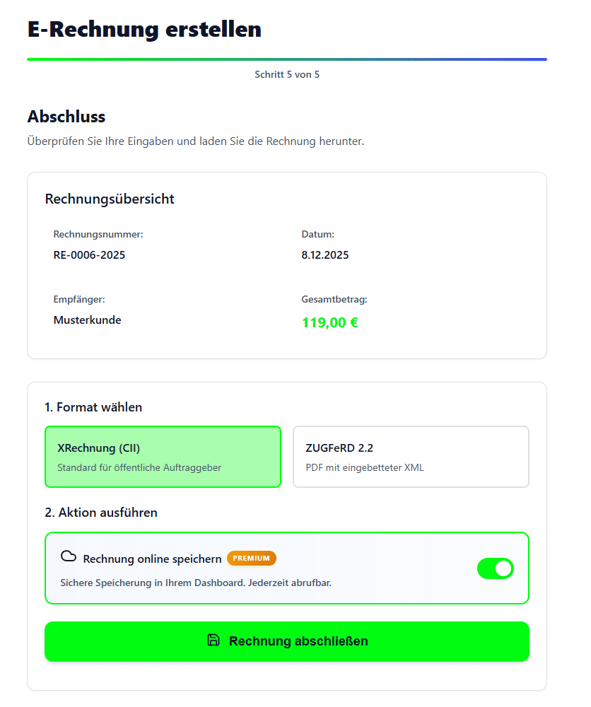 Screenshot: Auswahl des Download-Formats