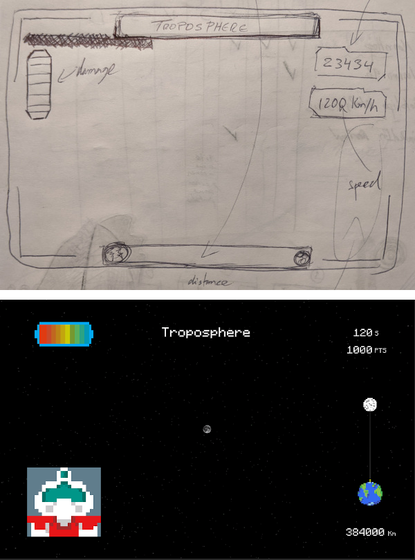 UI sketch and final version