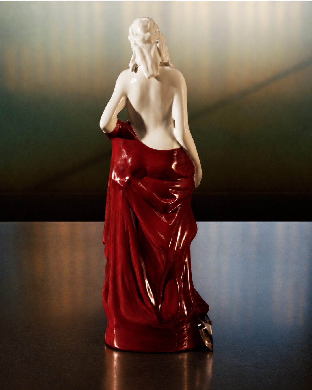 Dyane No.1 with red drapery in an interior