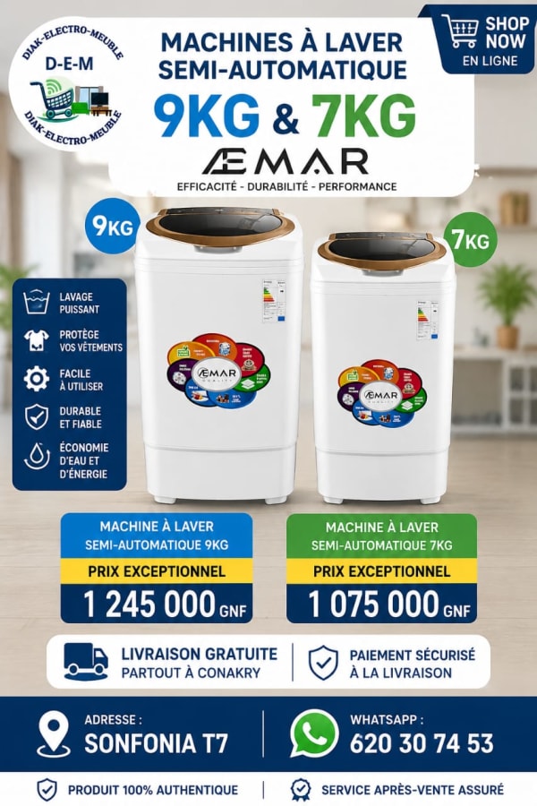 Machine à laver 9kg et 7 kg æmar