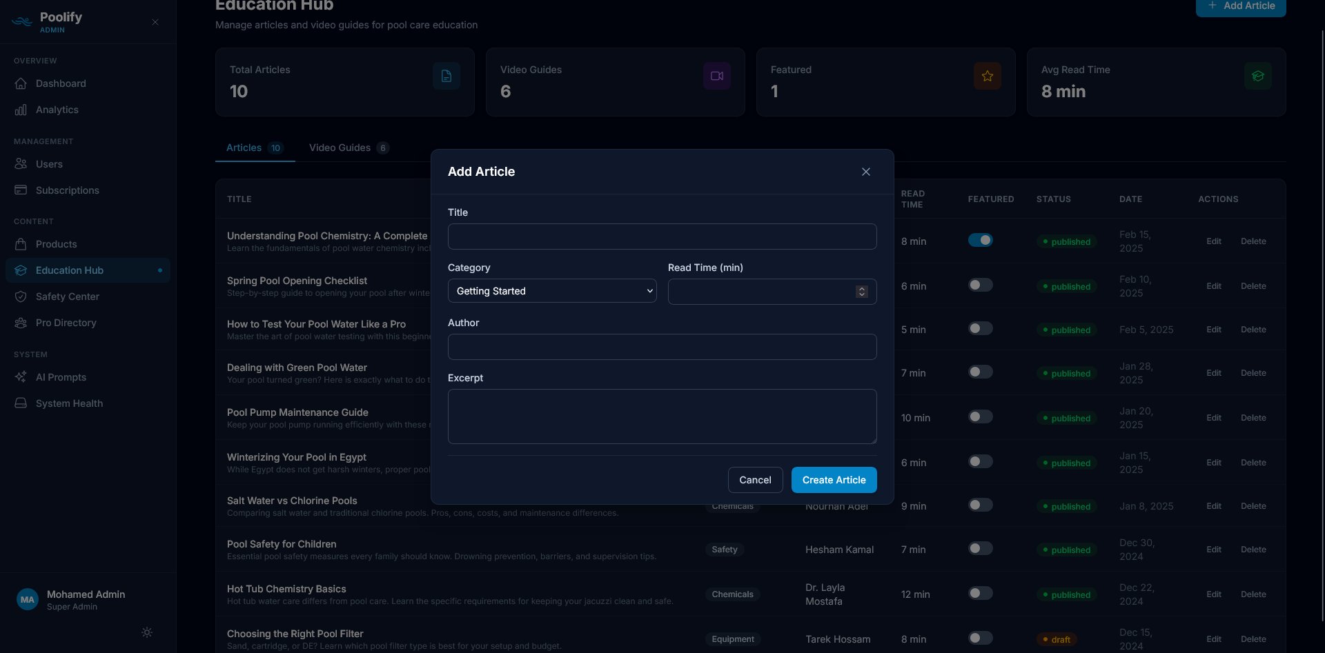 Education Hub — Add Article