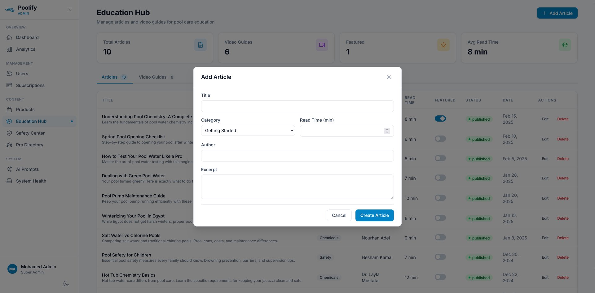 Education Hub — Add Article