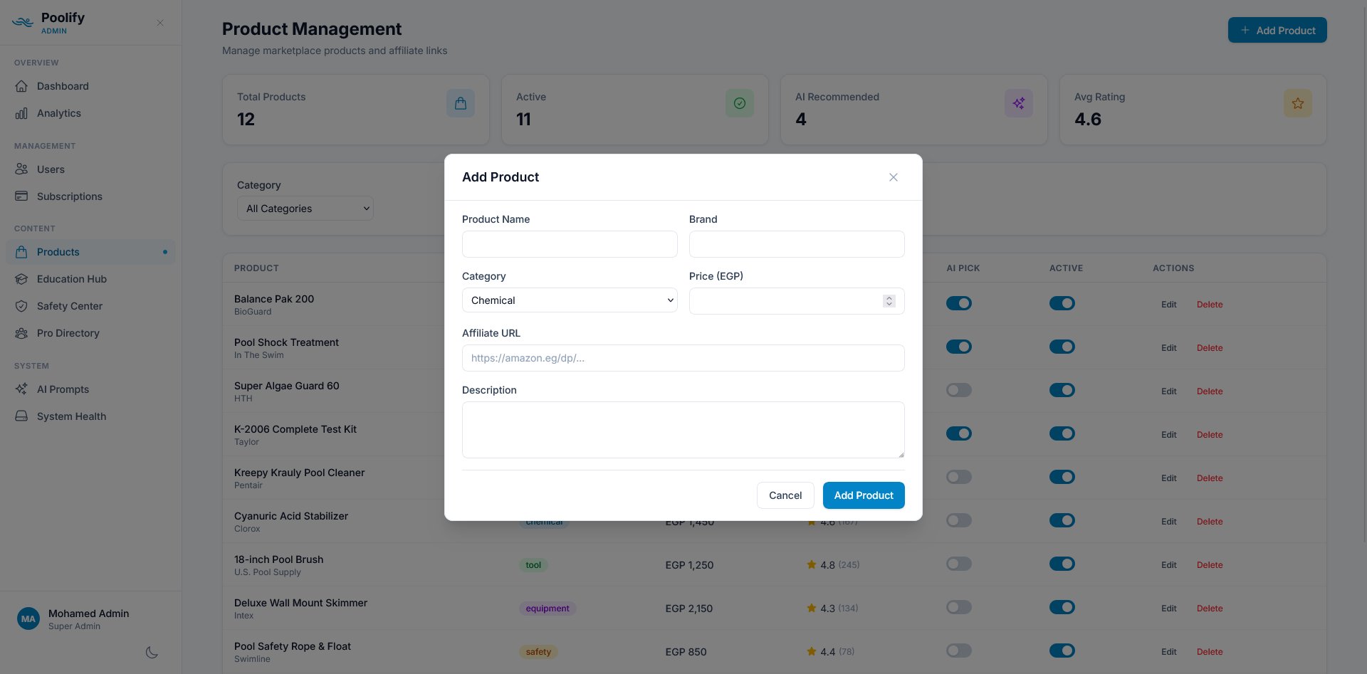 Product Management — Add Product