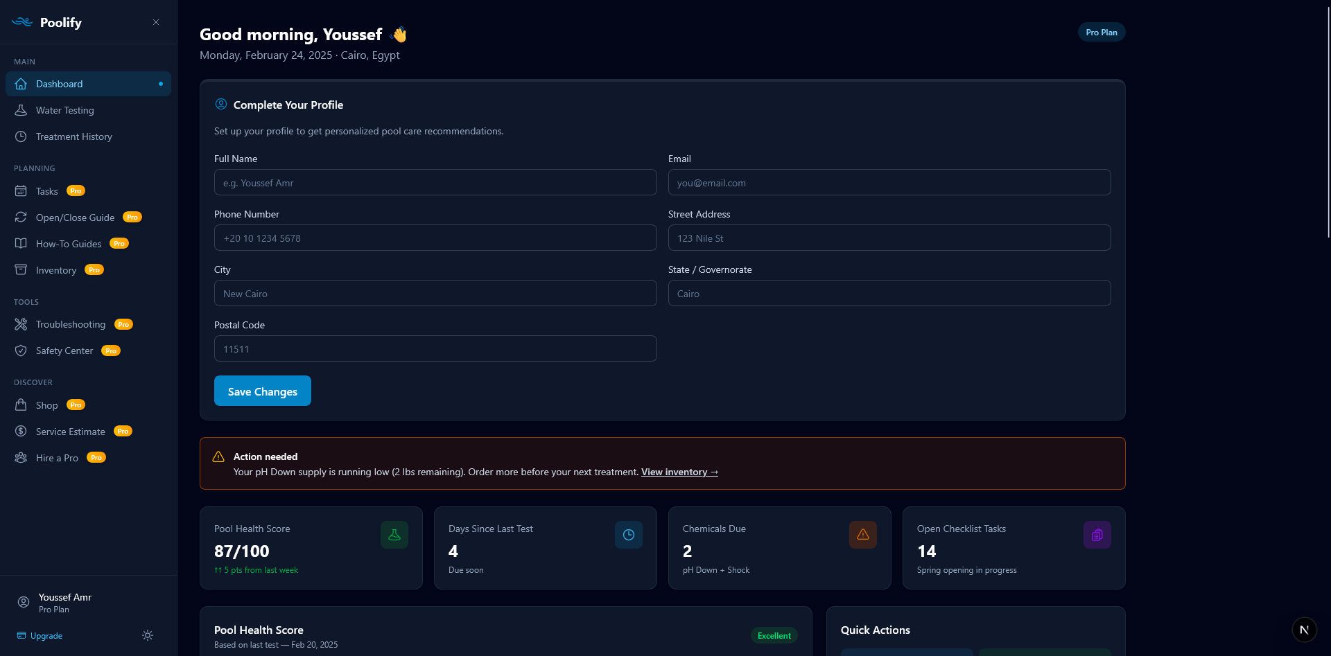 Dashboard — Profile Setup